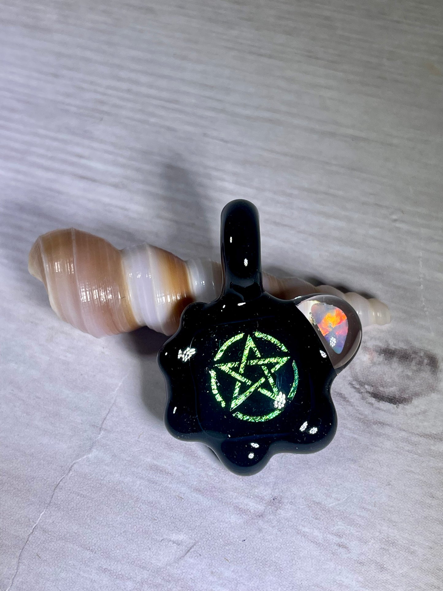 Unique Small Glass Pendant, Pentacle Necklace, Five Pointed Star Pendant, Wiccan Jewelry for sister, Pentagram Talisman Necklace for her