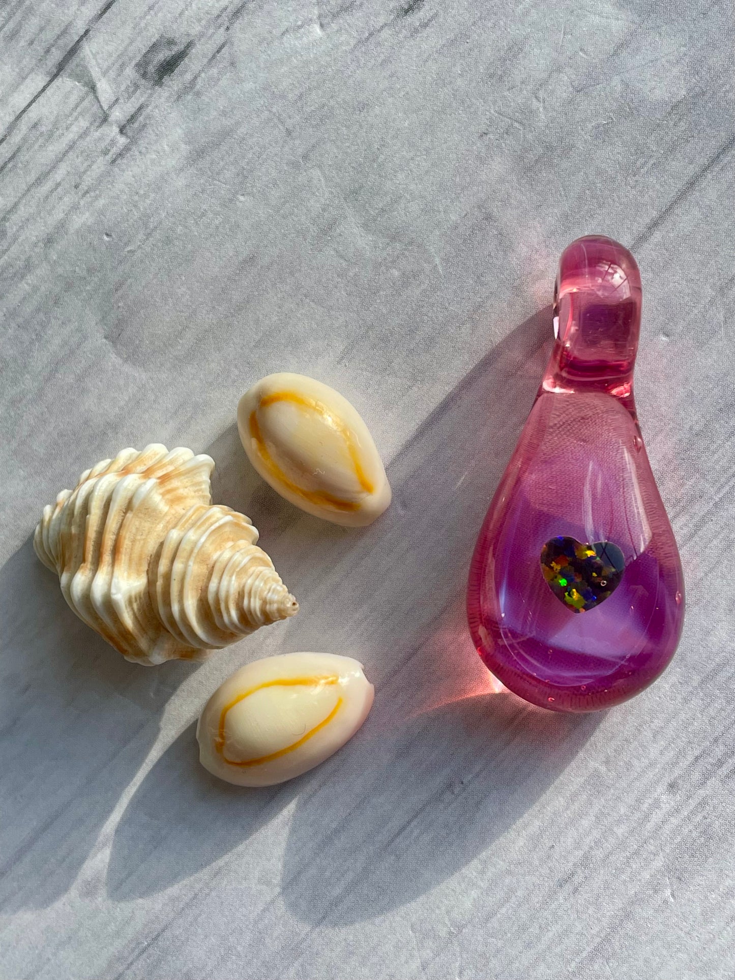 Pink Blown Glass Heart Opal Necklace, Birthday Gift for wife, Engagement Jewelry, Anniversary Gift for Girlfriend, Mothers Day Gift Ideas