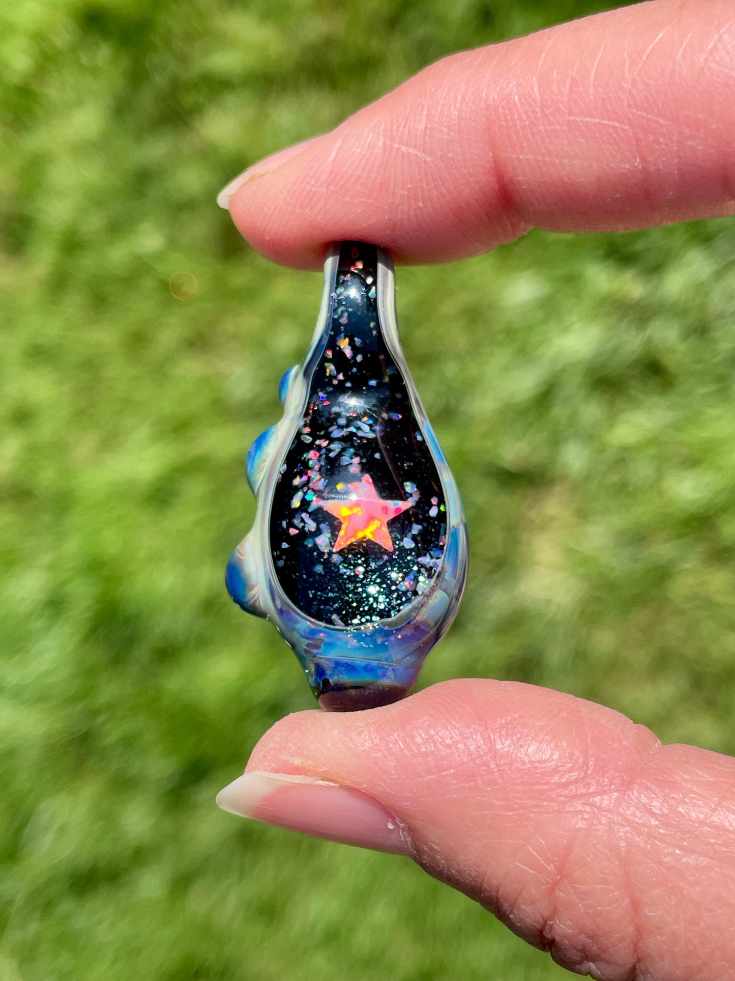 Star Pendant Necklace, Small Glass Pendant, Night Sky Pendant, Northern Lights Space Pendant, Star Necklace, Unique Hanukkah Gift Ideas