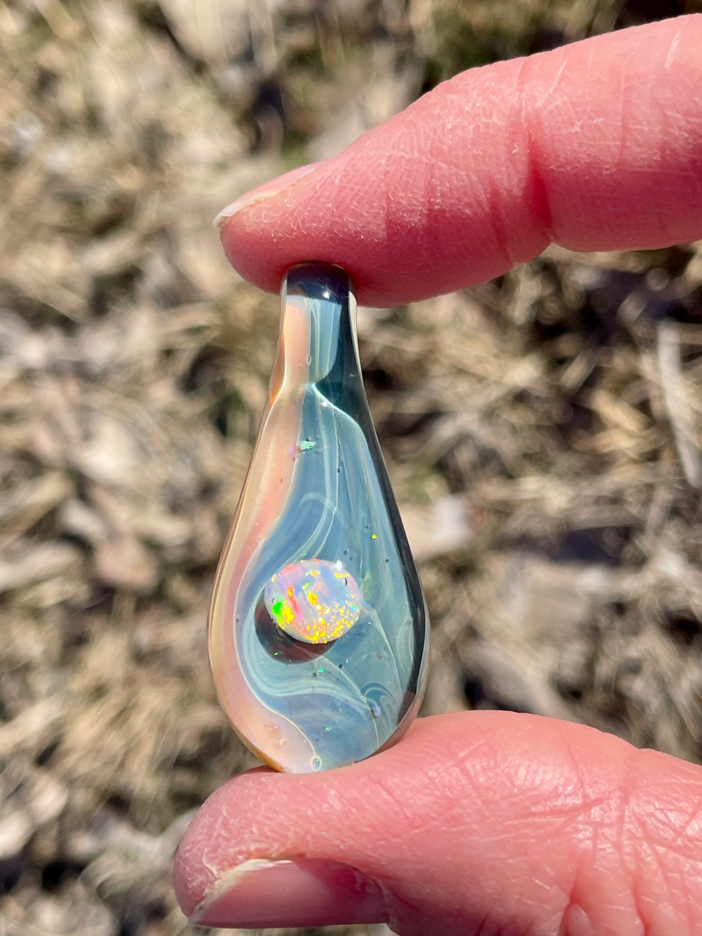 Handmade Heart of the Ocean Inspired Jewelry, Surfer Necklace, Beach Jewelry, Glass Opal Pendant Necklace, Beach Themed Bridesmaid Gift
