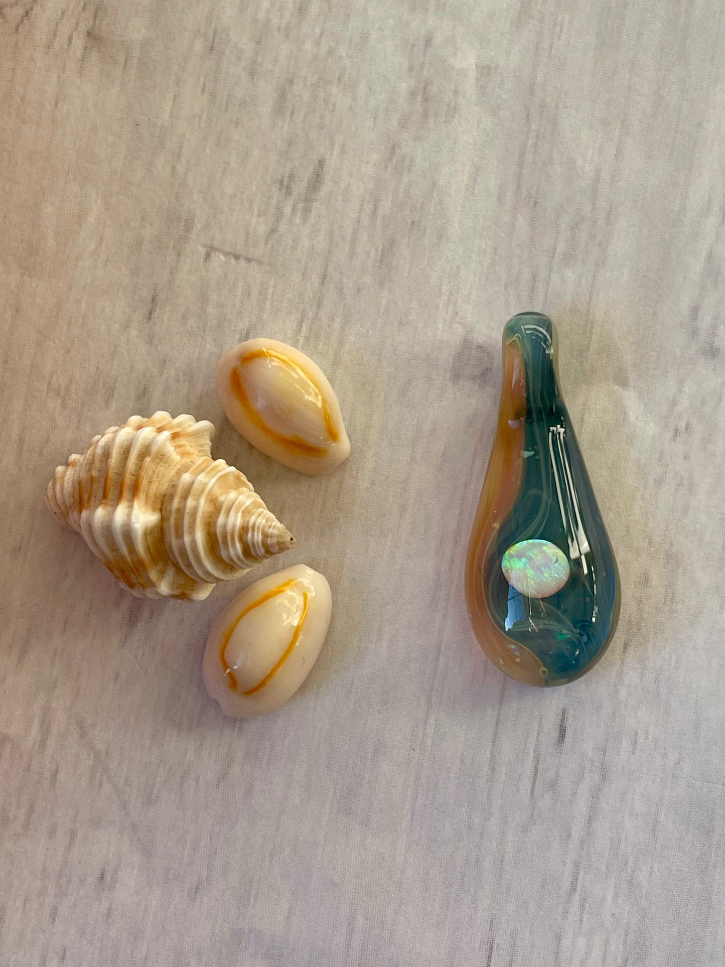 Handmade Heart of the Ocean Inspired Jewelry, Surfer Necklace, Beach Jewelry, Glass Opal Pendant Necklace, Beach Themed Bridesmaid Gift