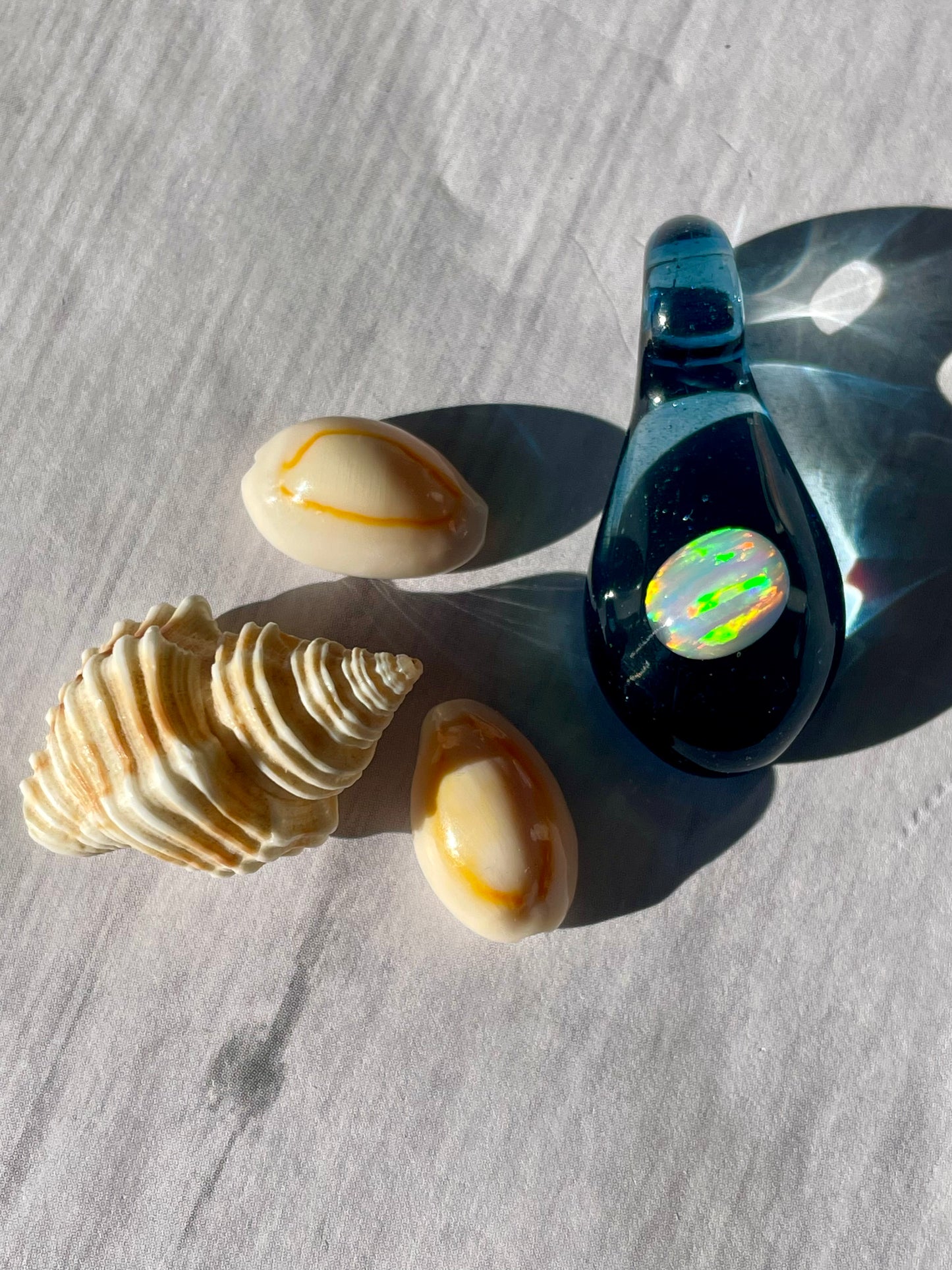 Heady Glass Opal Pendant, Enchanting Blue Necklace, Gemstone Jewelry, Blue Mystical Jewelry, Small Glass Pendant, Birthday Gift for her
