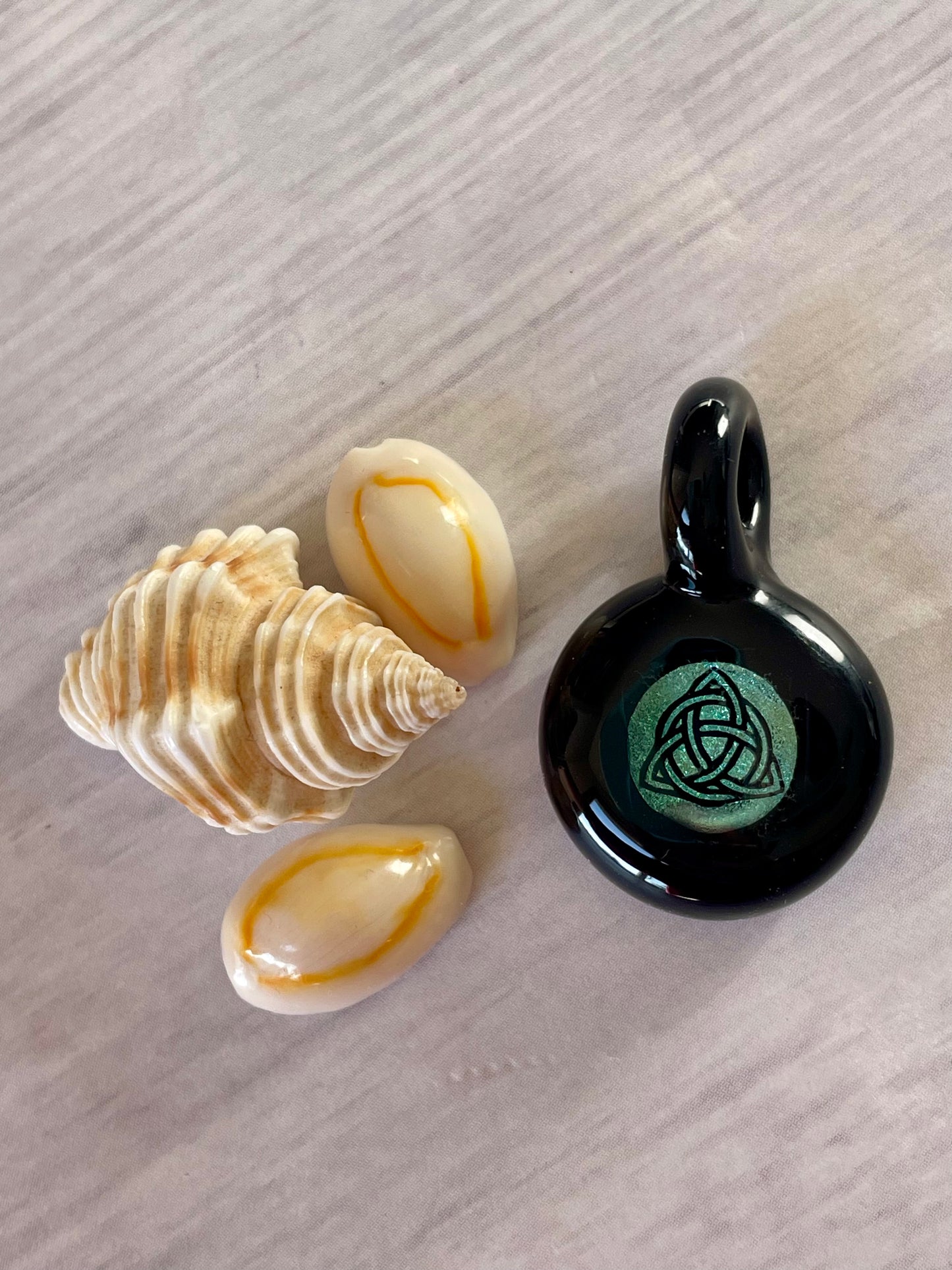 Trinity Knot Necklace, Blown Glass Necklace, Celtic Jewelry, Irish Jewelry, Celtic Glass Necklace, Present for sister, Boho Pendant for her