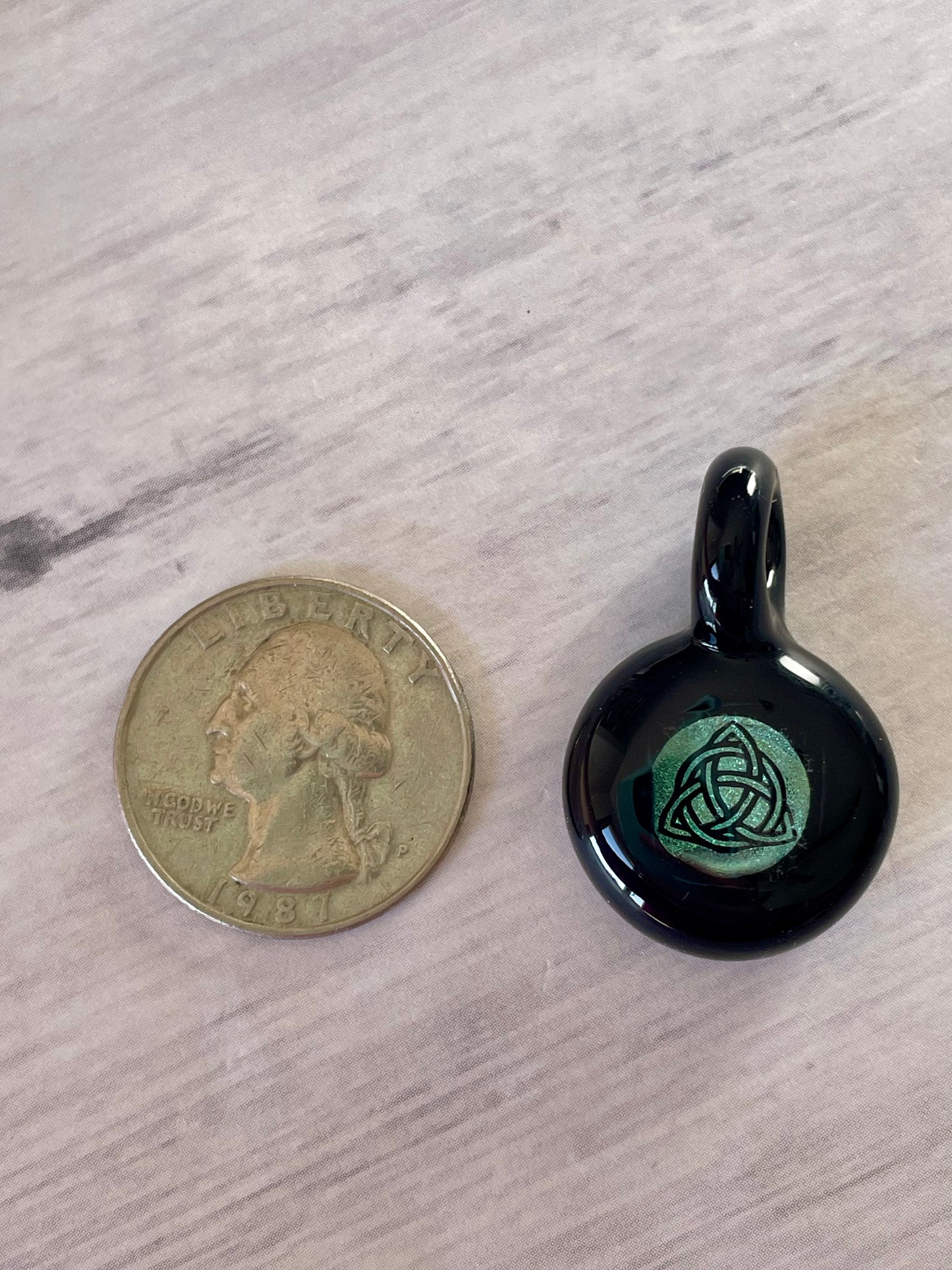 Trinity Knot Necklace, Blown Glass Necklace, Celtic Jewelry, Irish Jewelry, Celtic Glass Necklace, Present for sister, Boho Pendant for her