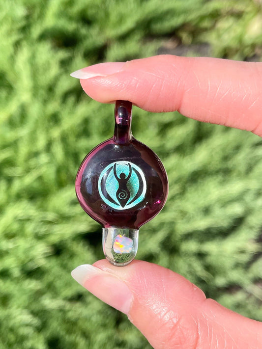 Sacred Goddess Pendant, Empowered Feminine Energy, Small Glass Necklace, Birthday Present for sister, Boho Necklace for her, Wiccan Woman