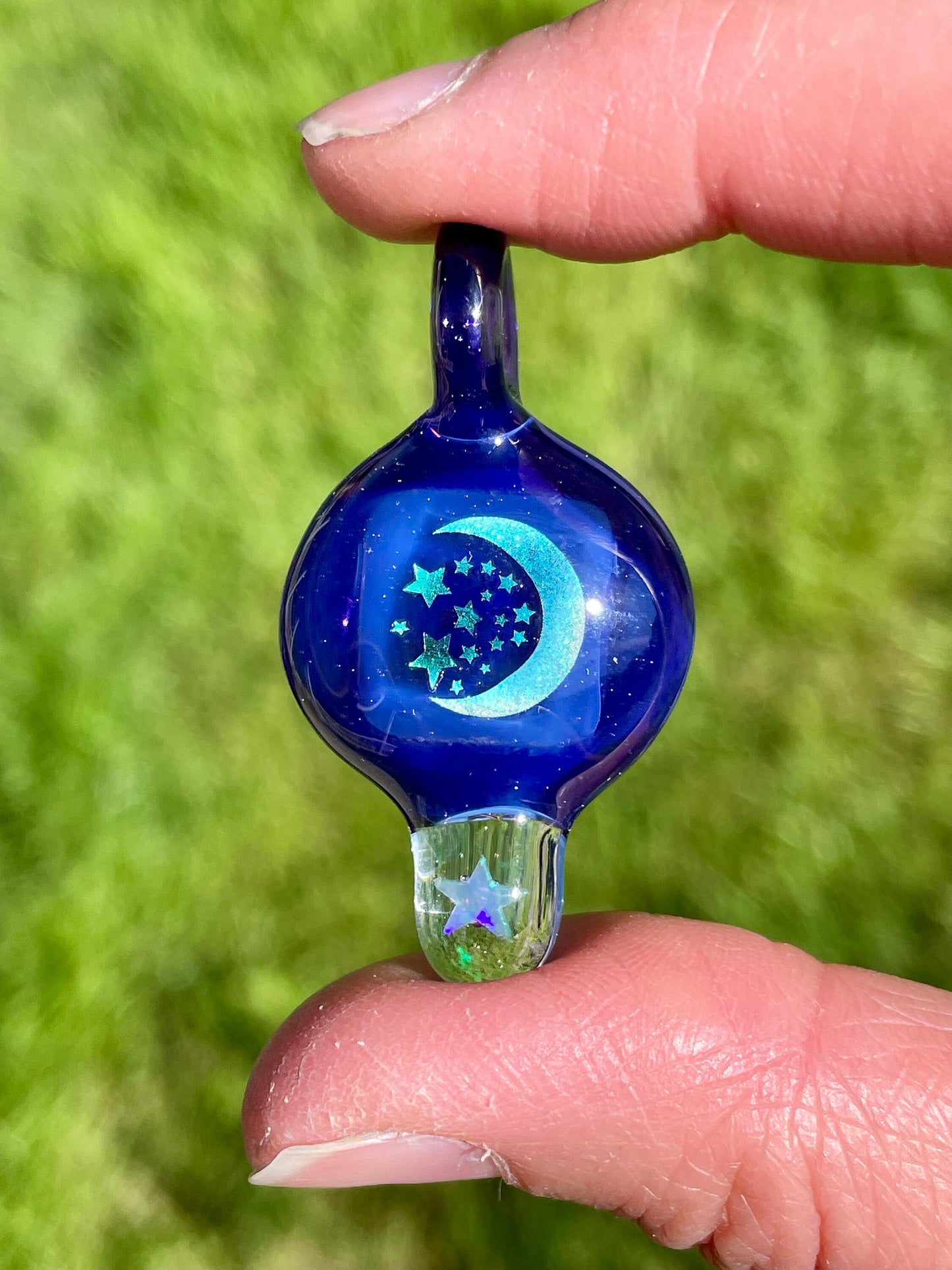 Moon and Stars Pendant Necklace, Celestial Jewelry, Blown Glass Opal Necklace, Gift for teen, best friend, stepdaughter, Valentines Day Gift