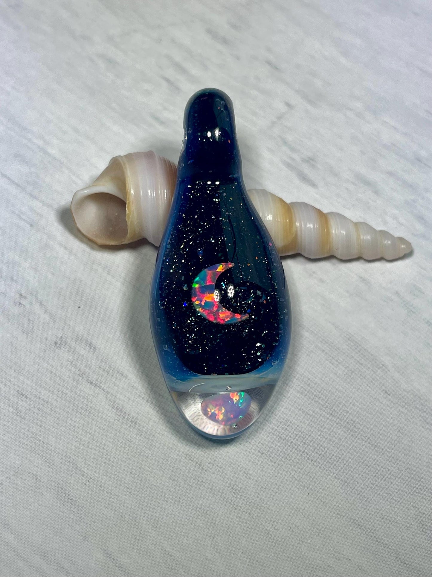 Glass Opal Pendant, Heady Glass Space Pendant, Moon Opal Necklace, Birthday Gift for Moon Lover, Valentines Day Gift Idea, Gift for Graduate