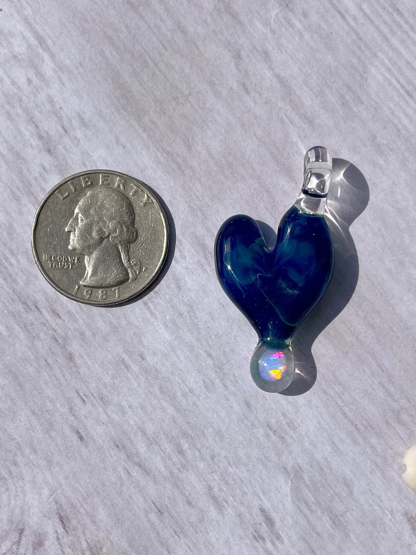 Handmade Glass Opal Pendant Necklace, Opal Necklace for Her, Simple Heart Jewelry, Valentines Gift for Wife, Anniversary Gift for Girlfriend