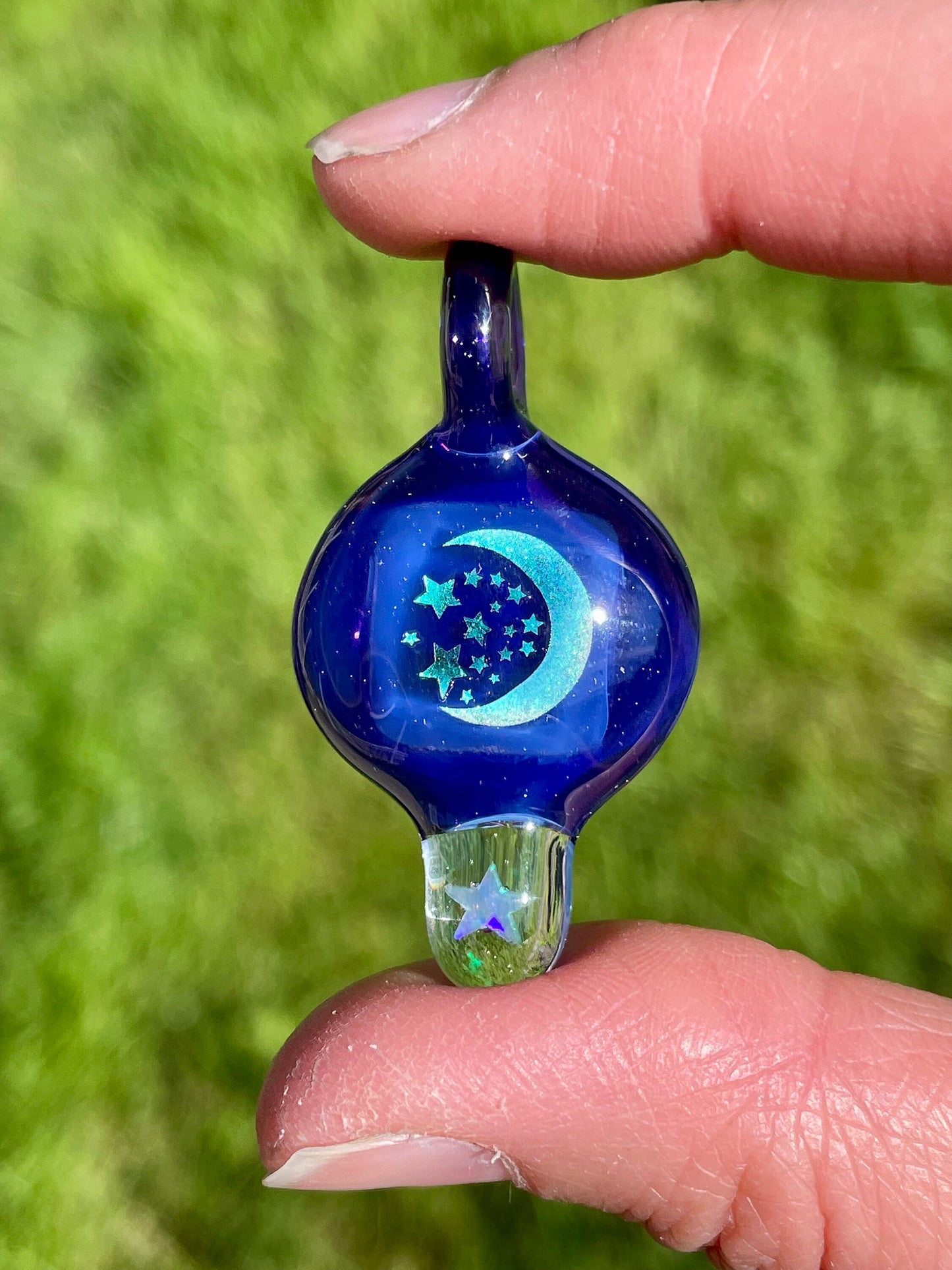Moon and Stars Pendant Necklace, Celestial Jewelry, Blown Glass Opal Necklace, Gift for teen, best friend, stepdaughter, Valentines Day Gift