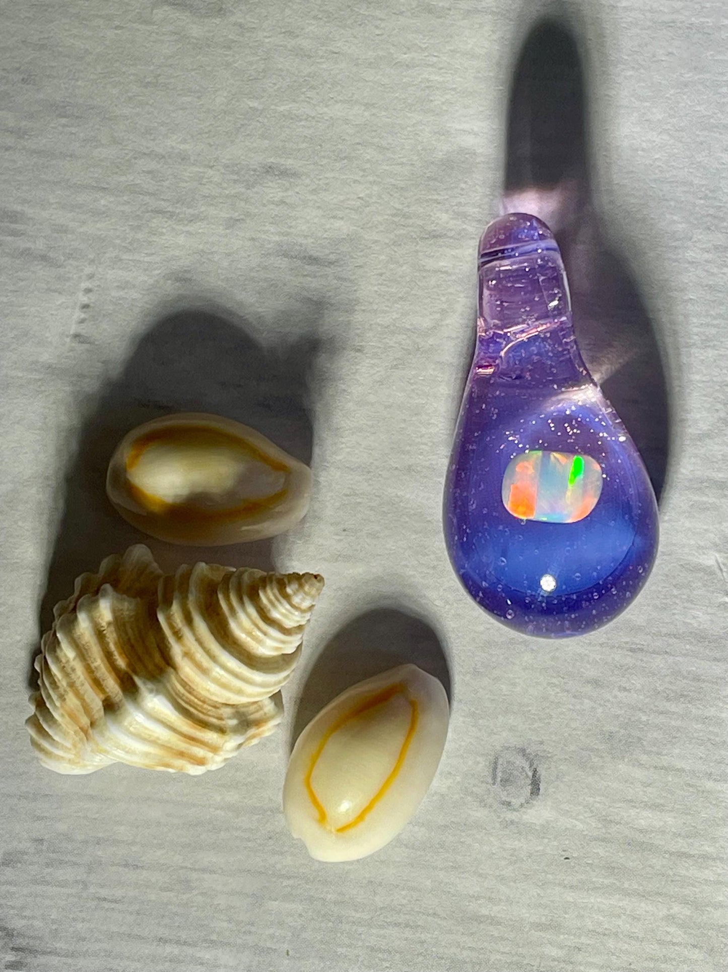 Small Glass Opal Pendant, Mothers Day Gift, Purple Necklace, Unique Birthday Gift for sister, Easter gift for daughter, Mothers Day Gift