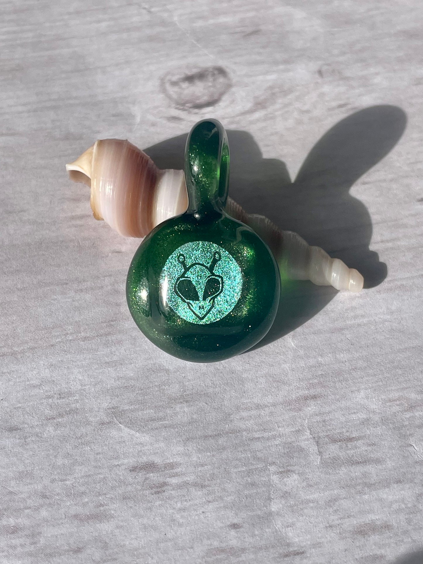 Unique Alien Necklace, Small Glass Pendant, Alien Jewelry, Boro Glass Jewelry, Green Alien Lover Birthday Gift Ideas, Extraterrestrial Gift