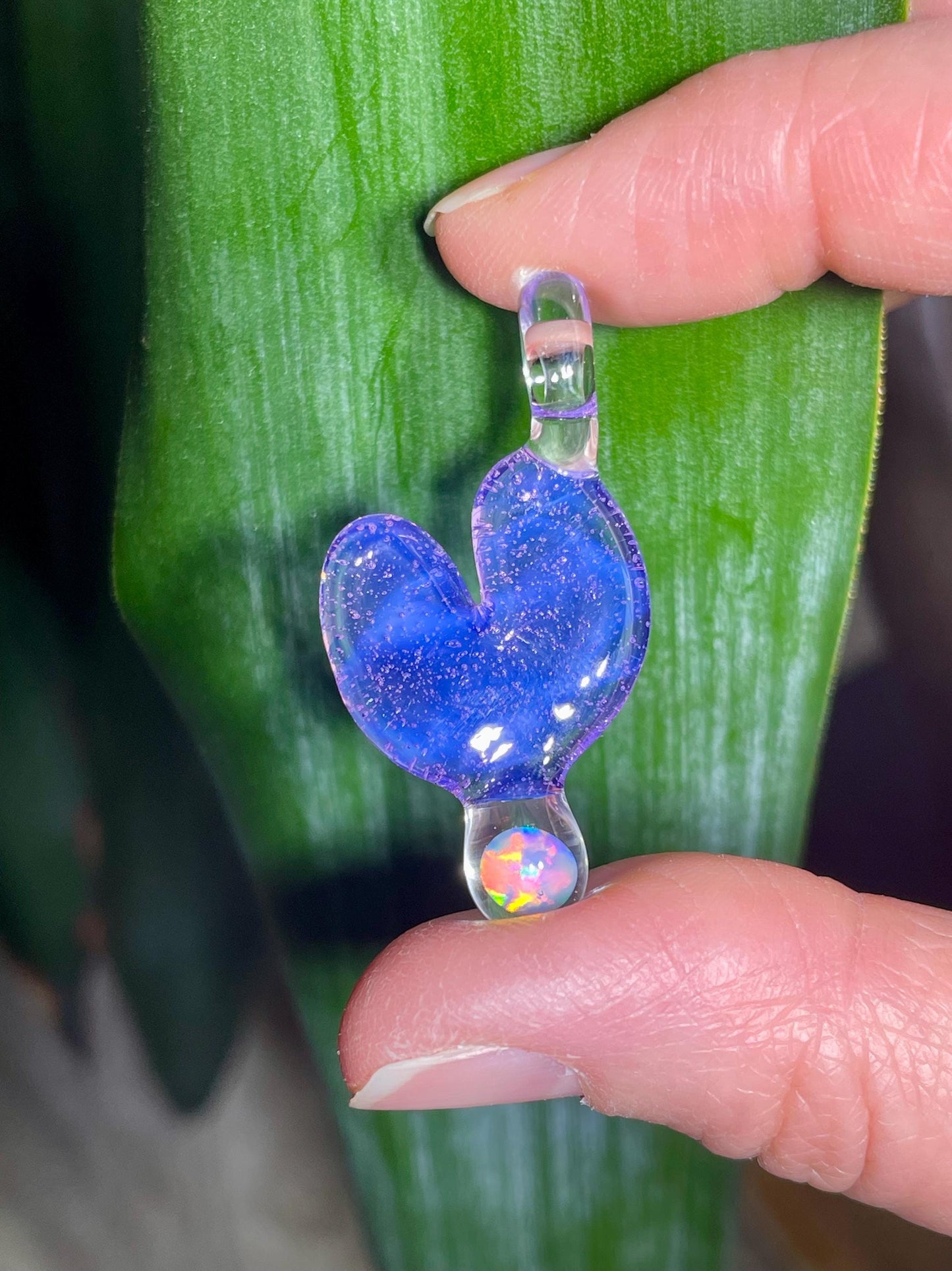 Purple Glass Heart Pendant, Unique Opal Necklace, Simple Heart Jewelry, Anniversary Gift for Wife, Unique Birthday Gift, Valentines Day Gift