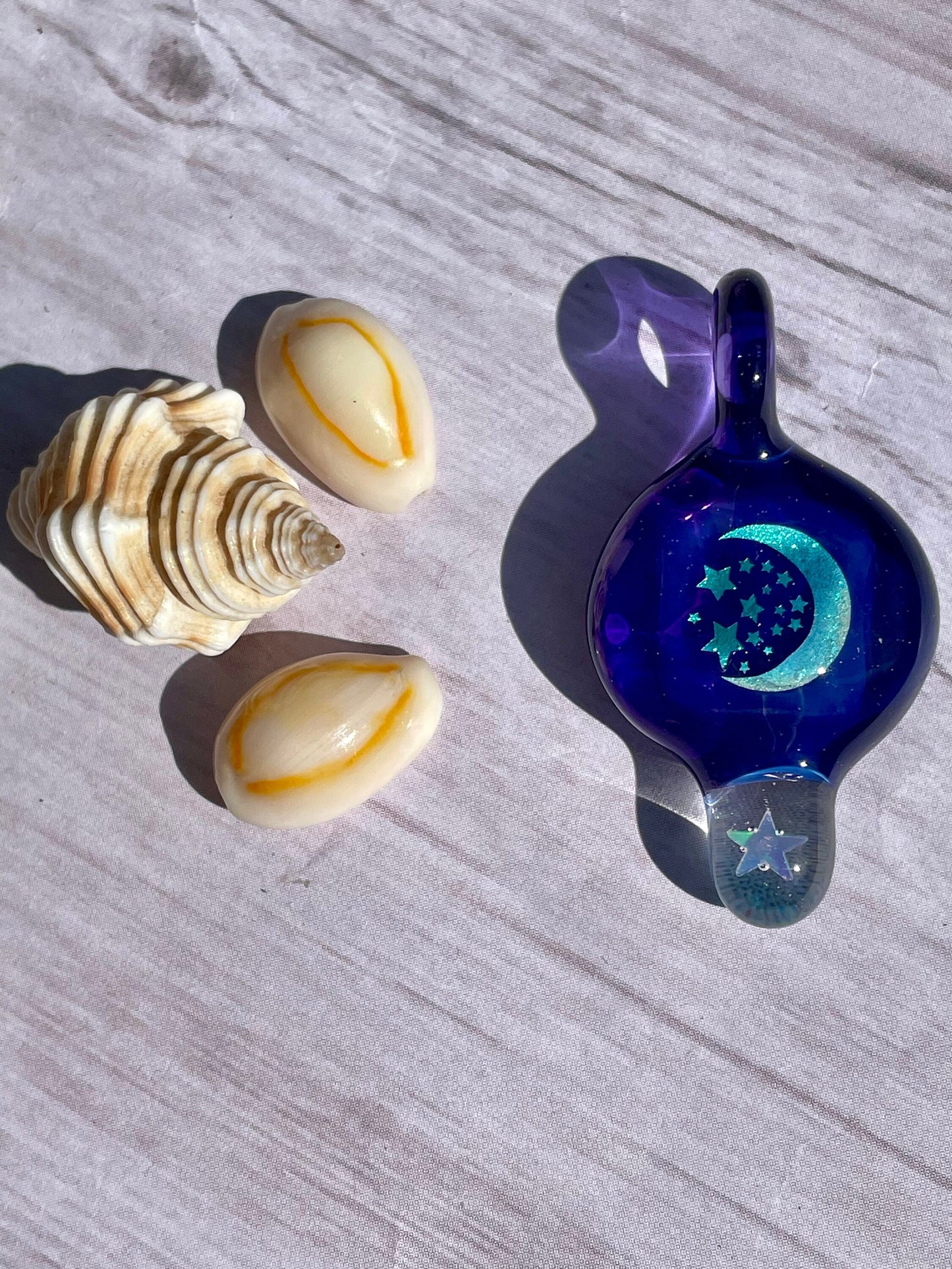 Moon and Stars Pendant Necklace, Celestial Jewelry, Blown Glass Opal Necklace, Gift for teen, best friend, stepdaughter, Valentines Day Gift