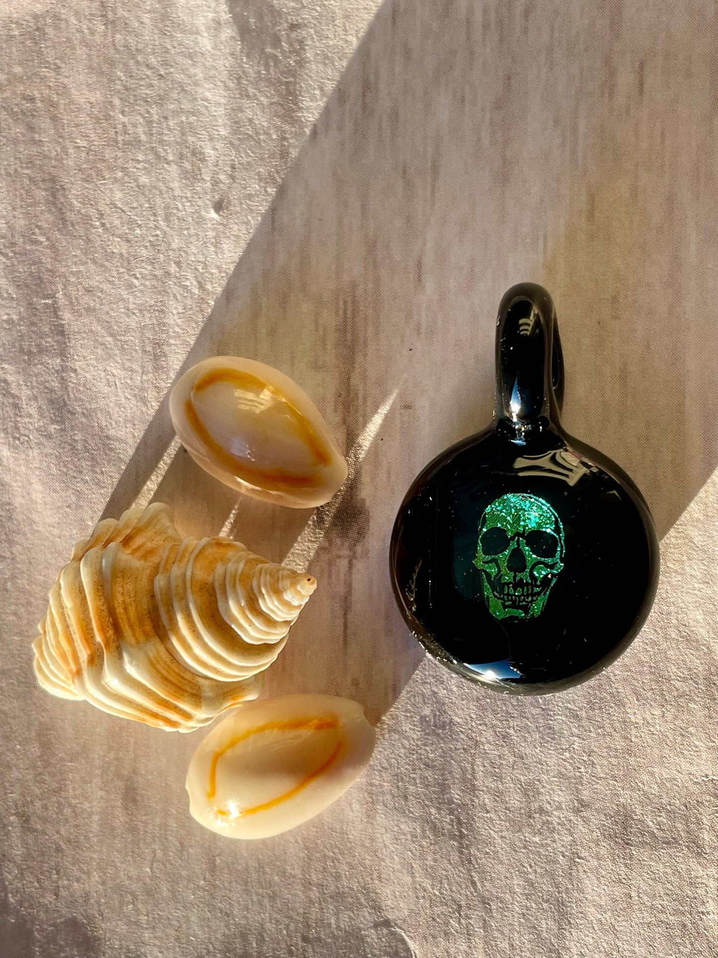 Blown Glass Skull Necklace for him, Skull Gifts, Skull jewelry for men, birthday gift for son, skull lover, Skull jewelry for him, dichroic