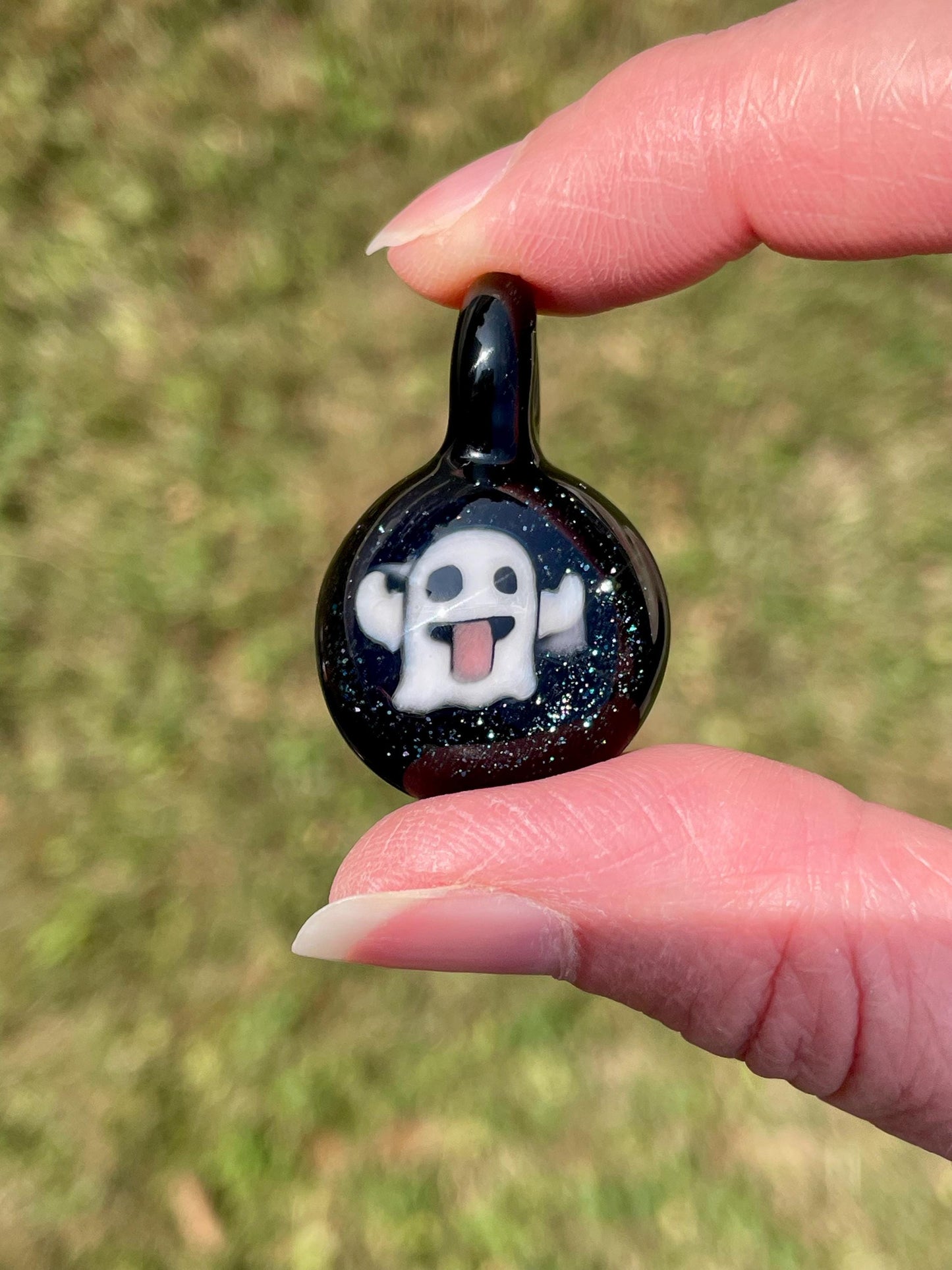 Ghost Necklace, Ghost Jewelry for her, Blown Glass Ghost Pendant, Gothic Jewelry, Ghost Gift for brother, Ghost Lover Halloween gift ideas