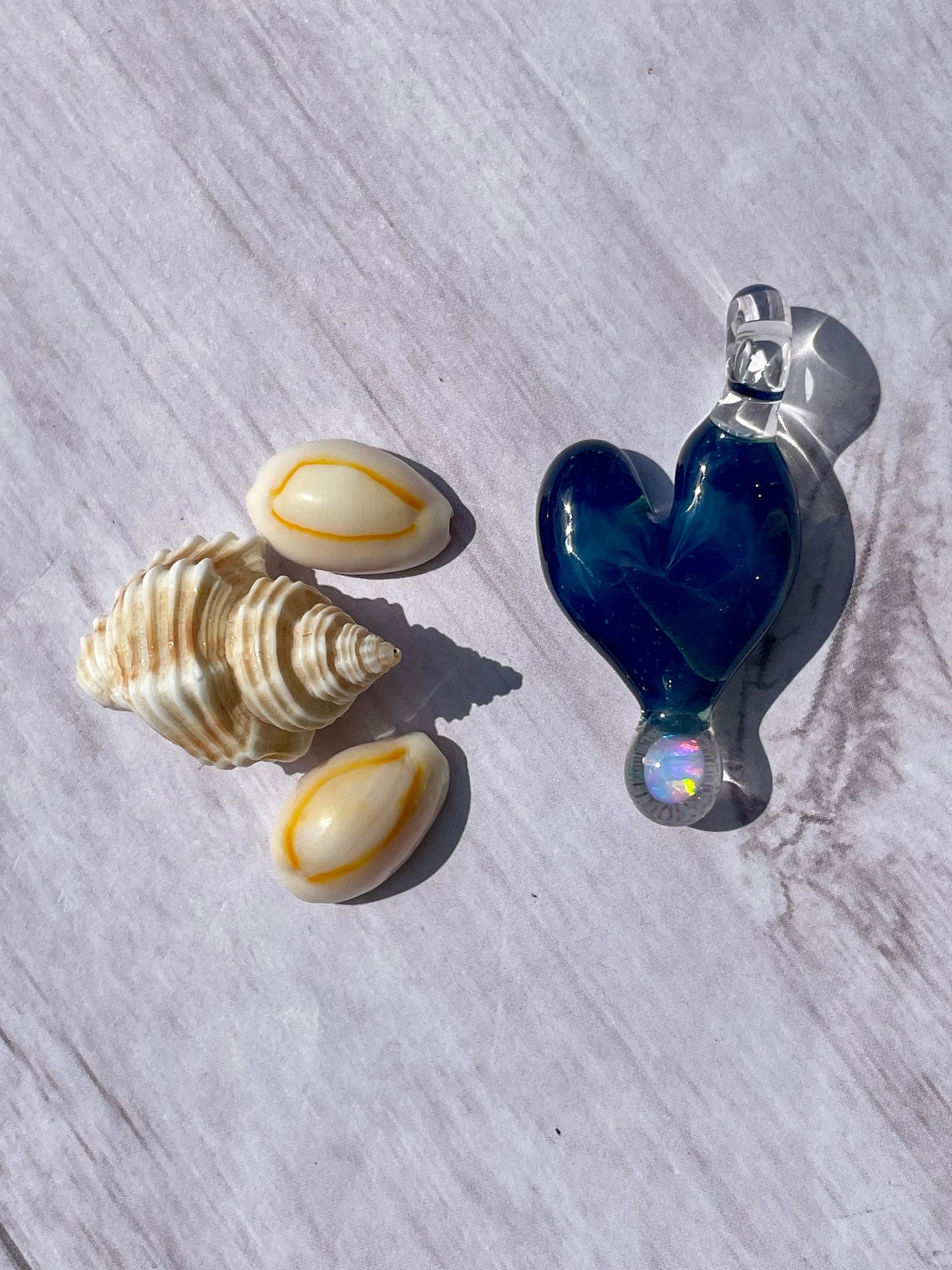 Handmade Glass Opal Pendant Necklace, Opal Necklace for Her, Simple Heart Jewelry, Valentines Gift for Wife, Anniversary Gift for Girlfriend