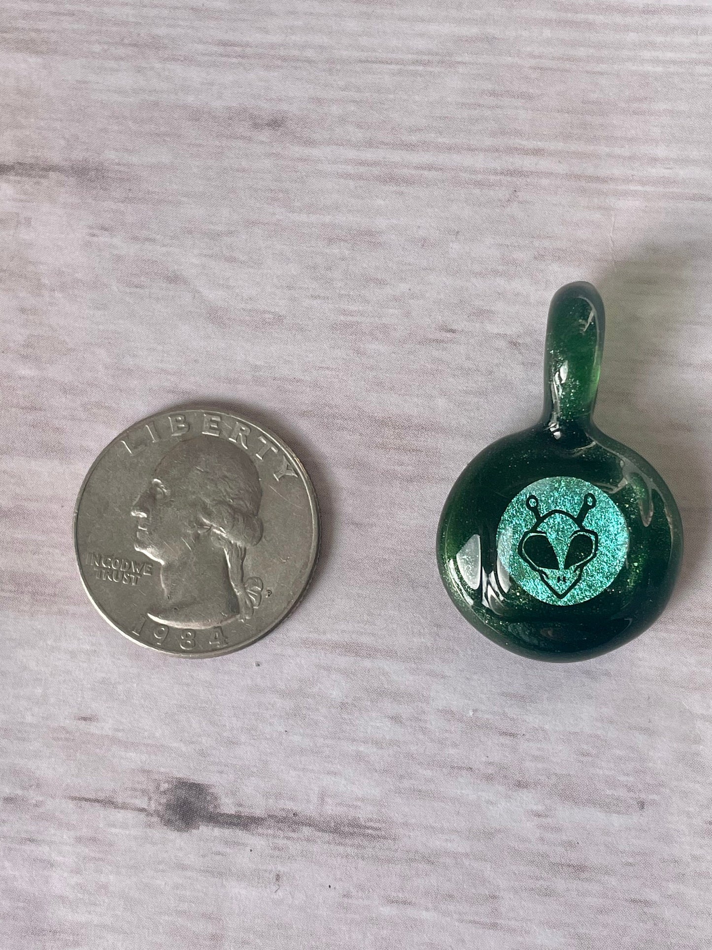 Unique Alien Necklace, Small Glass Pendant, Alien Jewelry, Boro Glass Jewelry, Green Alien Lover Birthday Gift Ideas, Extraterrestrial Gift