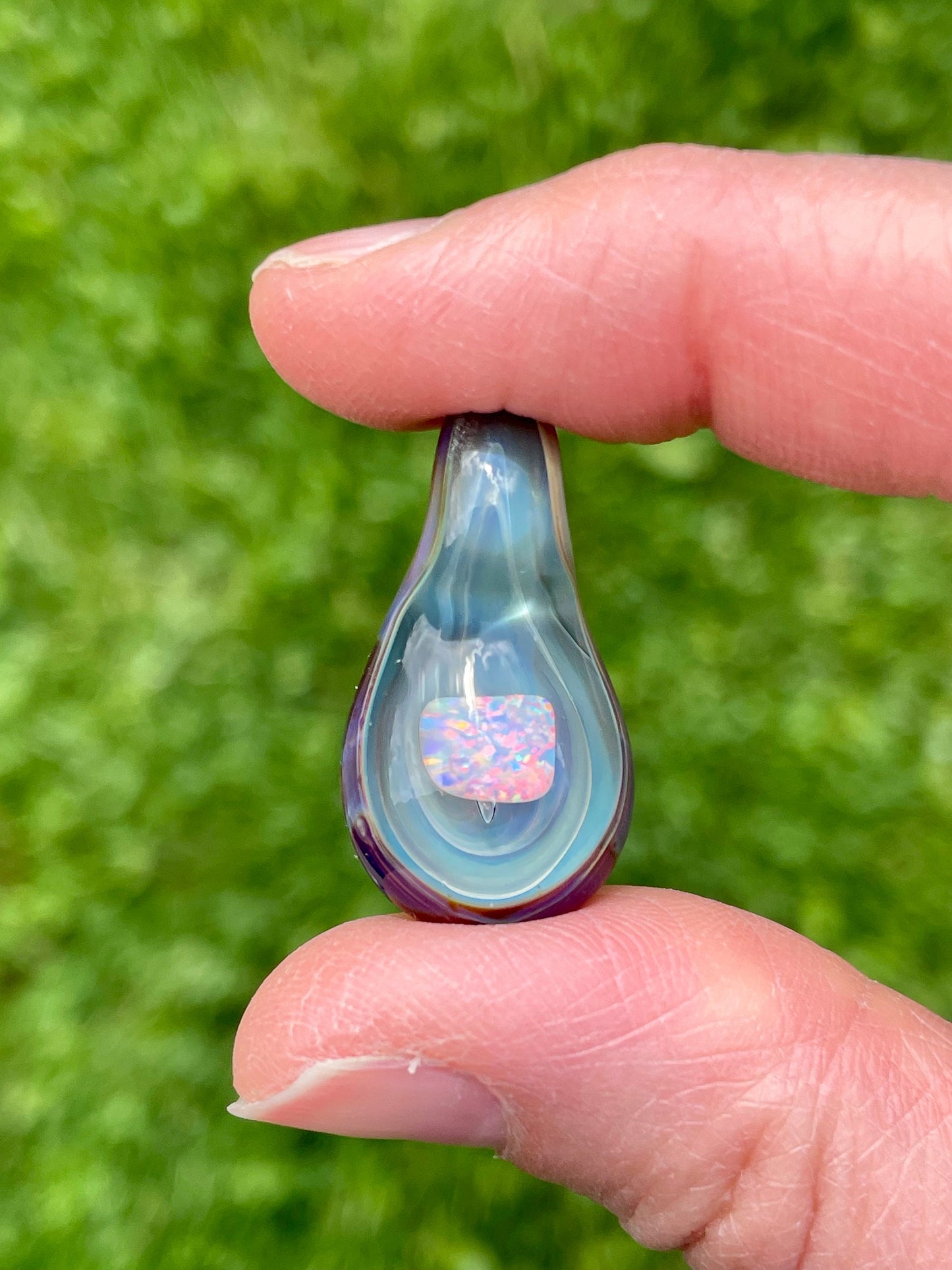 Glass Opal Pendant, Small Glass Pendant, Handmade Glass Necklace, Unique Birthday Gift Idea, Valentines Day Gift, Mothers Day Gift for her