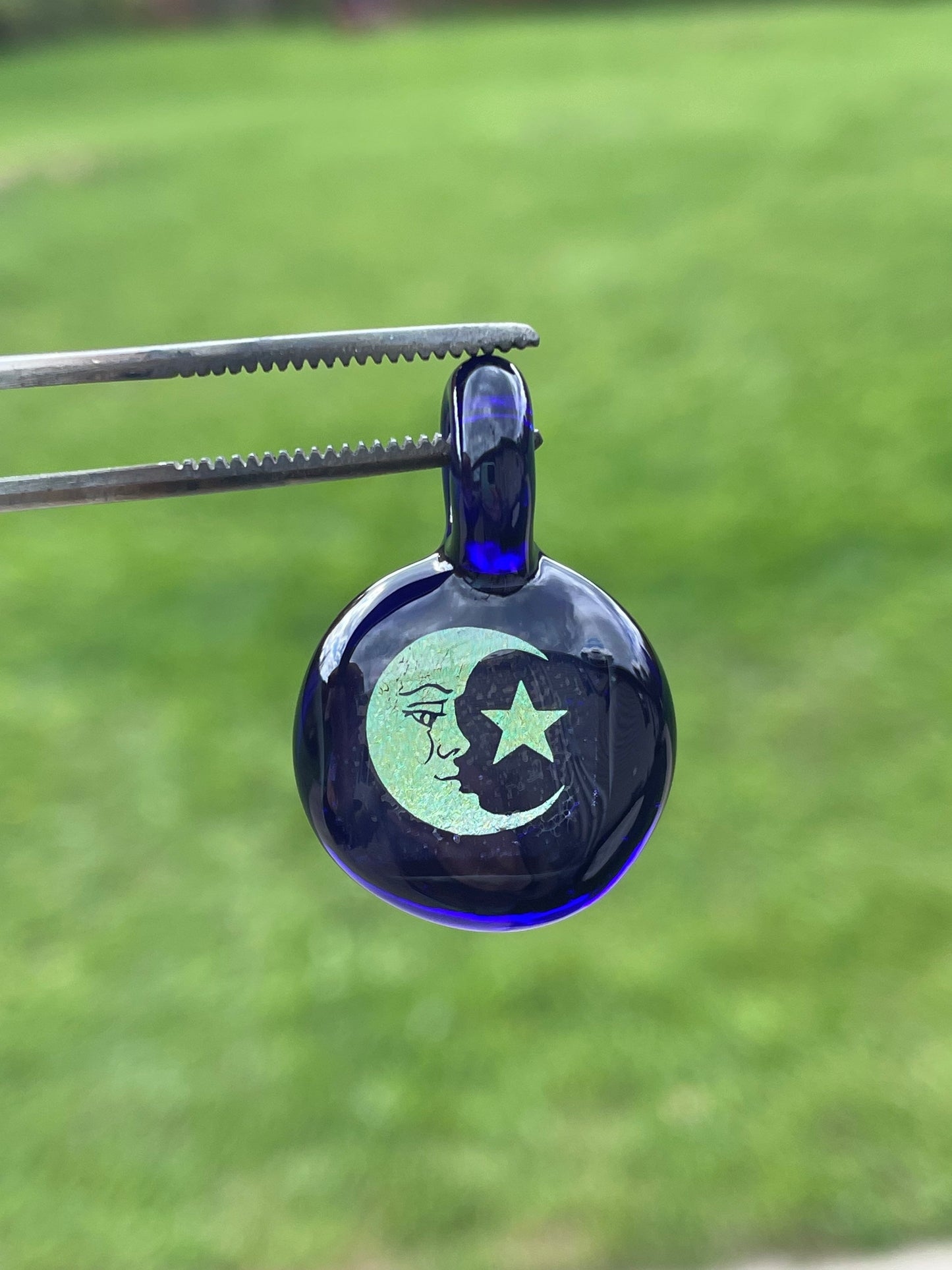 Moon and Star Necklace Pendant gift for her, Blown Glass dichroic pendant, celestial jewelry for daughter, star, moon, gift for girlfriend