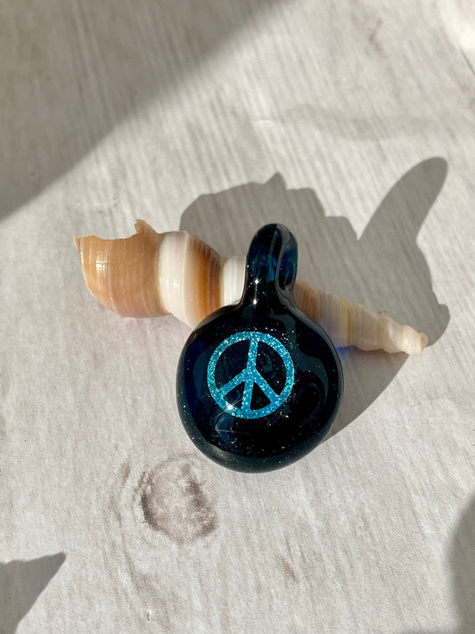 Peace Necklace - Gift for Her - Blown Glass Dichroic Pendant - Sister Birthday Gift - Lampwork Focal Charm Bead - Unique Peace Sign Pendant