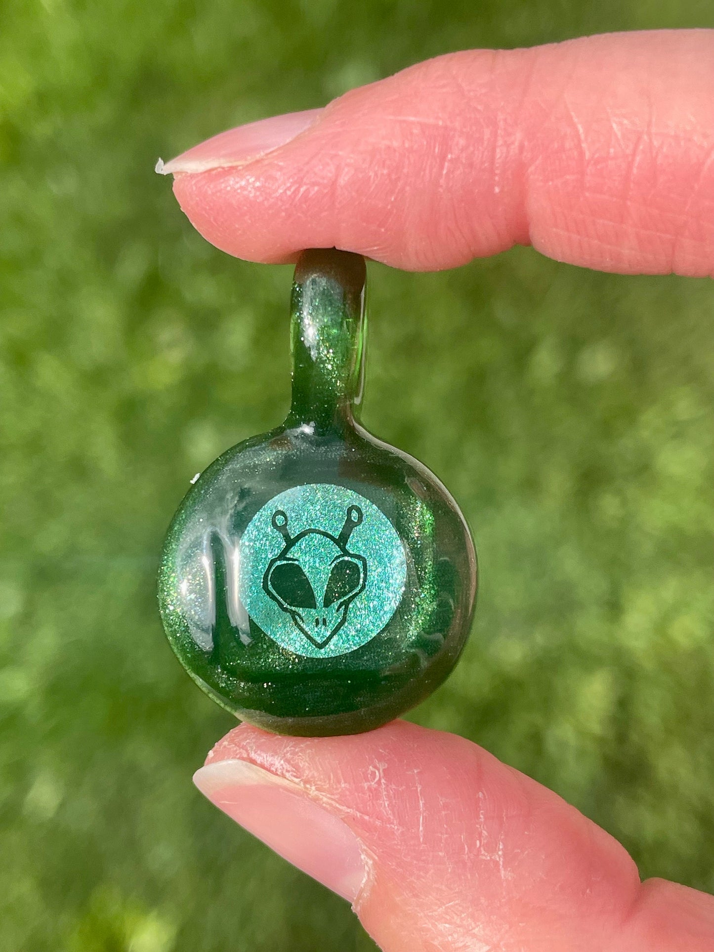 Unique Alien Necklace, Small Glass Pendant, Alien Jewelry, Boro Glass Jewelry, Green Alien Lover Birthday Gift Ideas, Extraterrestrial Gift