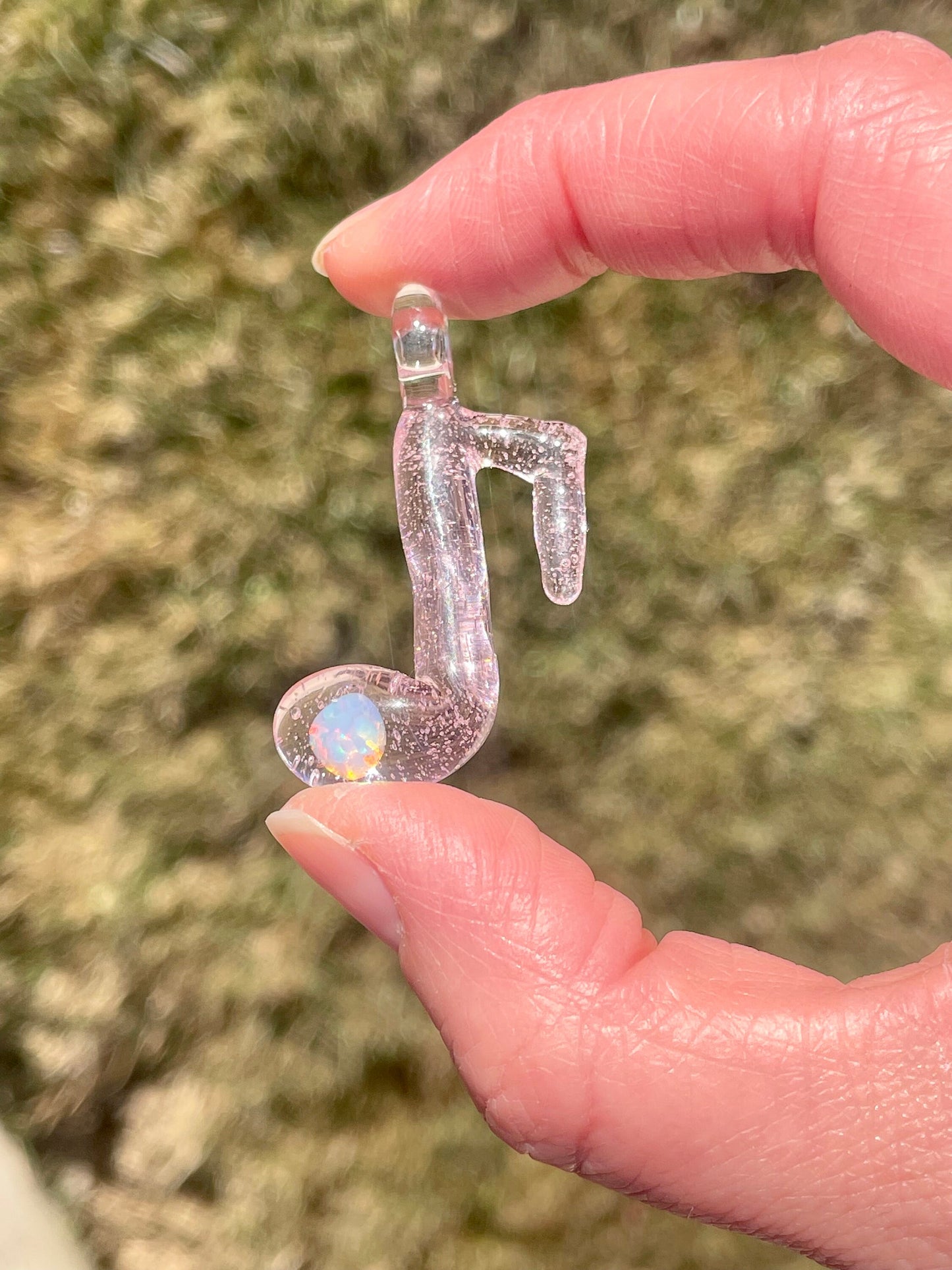 Glass Music Note Pendant, Opal Necklace for Her, Simple Music Jewelry, October Birthstone, Anniversary Gift, gift for wife, gift for girl