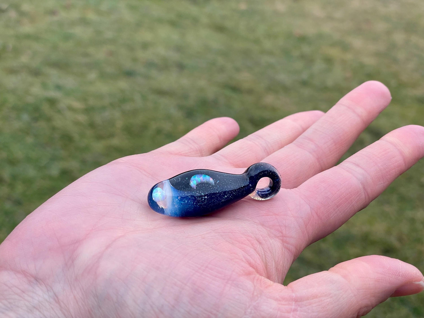 Glass Opal Pendant, Heady Glass Space Pendant, Moon Opal Necklace, Birthday Gift for Moon Lover, Valentines Day Gift Idea, Gift for Graduate