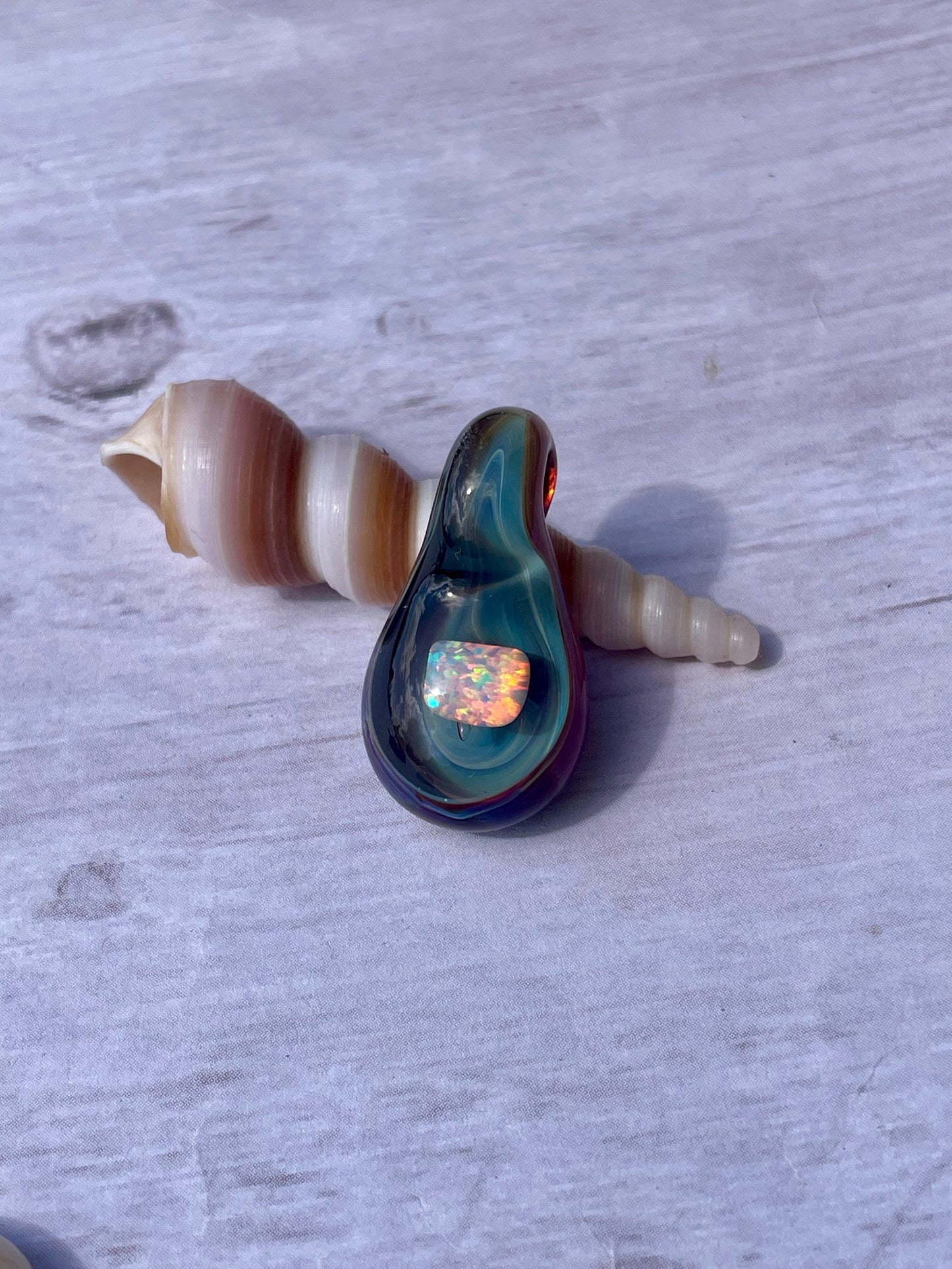 Glass Opal Pendant, Small Glass Pendant, Handmade Glass Necklace, Unique Birthday Gift Idea, Valentines Day Gift, Mothers Day Gift for her