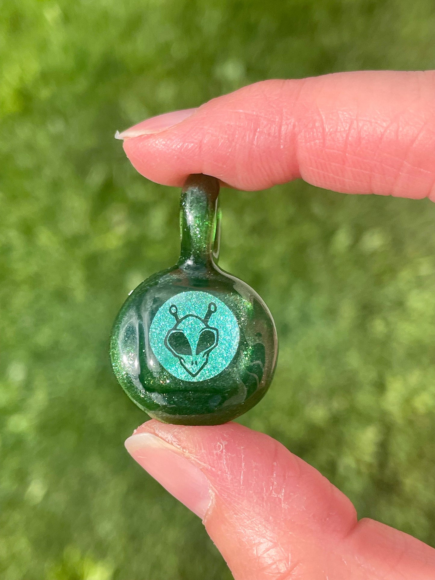 Unique Alien Necklace, Small Glass Pendant, Alien Jewelry, Boro Glass Jewelry, Green Alien Lover Birthday Gift Ideas, Extraterrestrial Gift