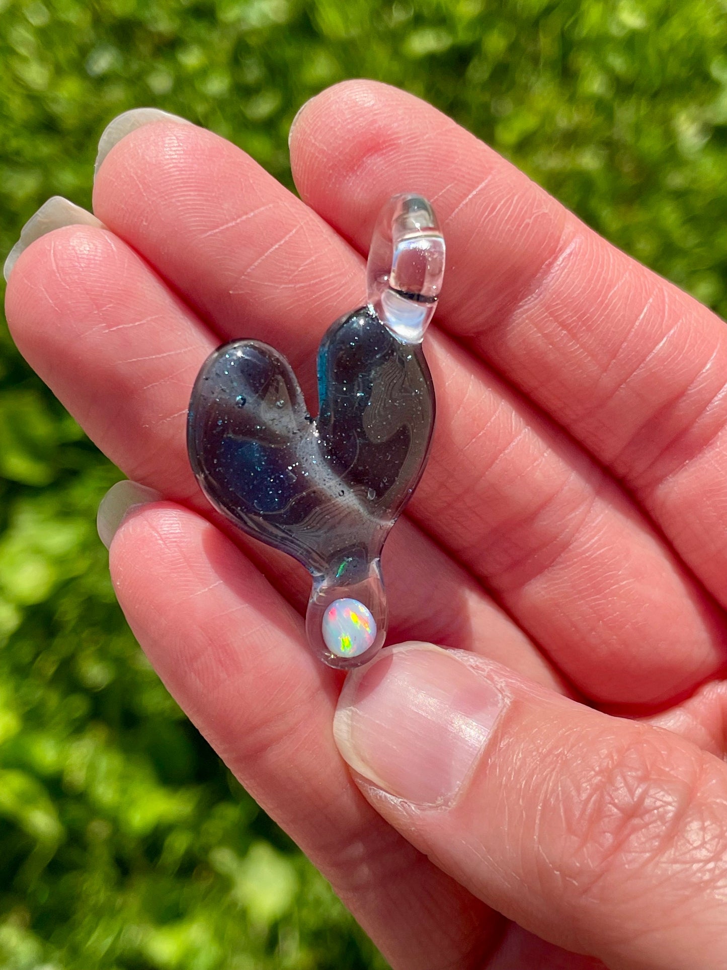 Glass Heart Pendant Opal Necklace for Her, Simple Heart Jewelry, October Birthstone, Anniversary Gift, gift for wife, gift for girlfriend