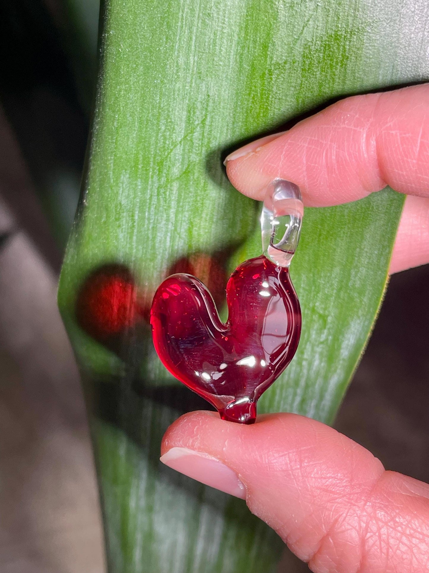 Red Heart Pendant, Glass Necklace for Her, Simple Red Heart Jewelry, Anniversary Gift idea for wife, gift for girlfriend, Mothers Day Gift