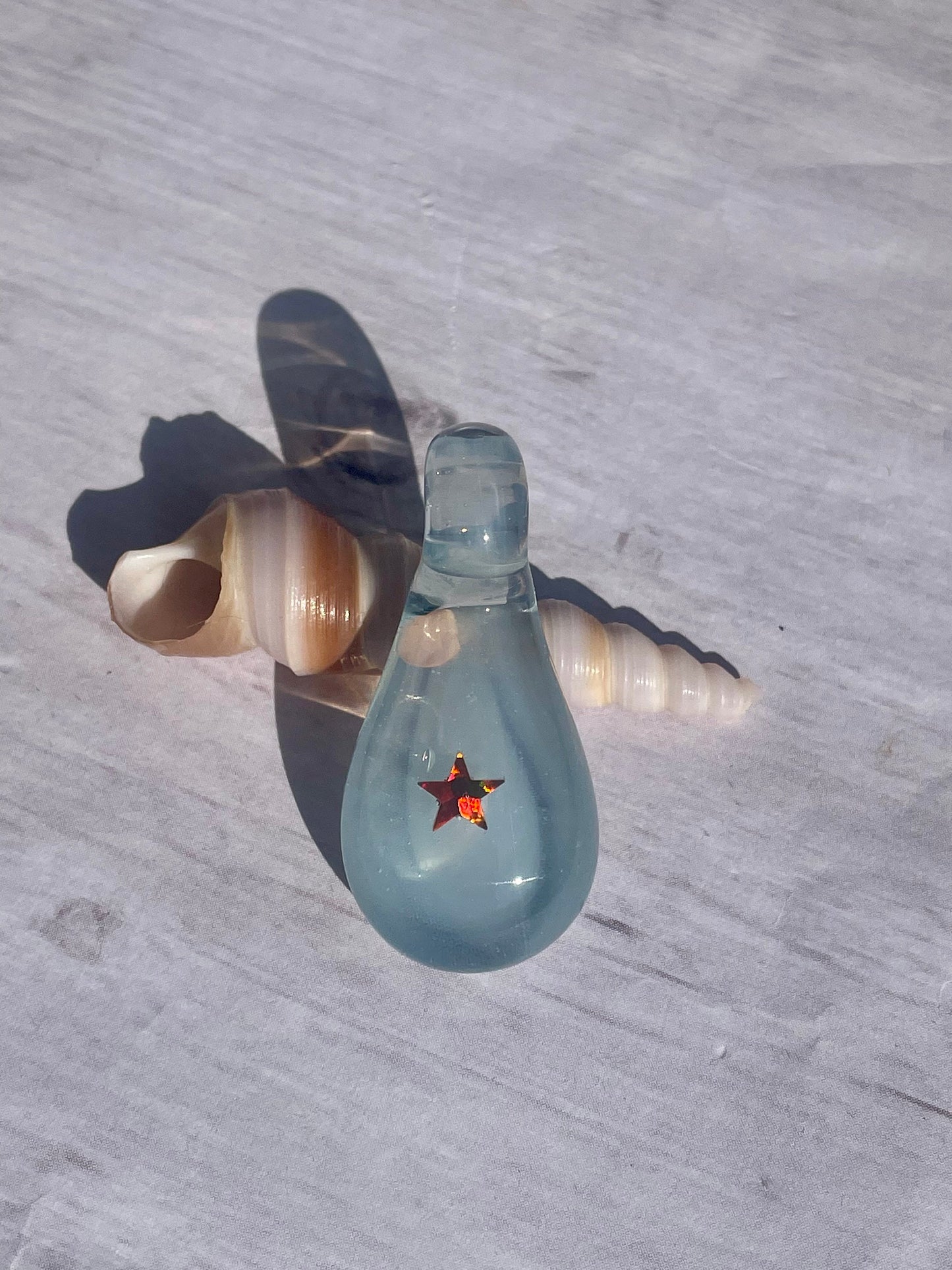 Glass Blown Star Opal Pendant, Enchanting Gray Opal Necklace, October Birthstone, Unique Birthday Gift, Star Necklace, Gift for Graduate