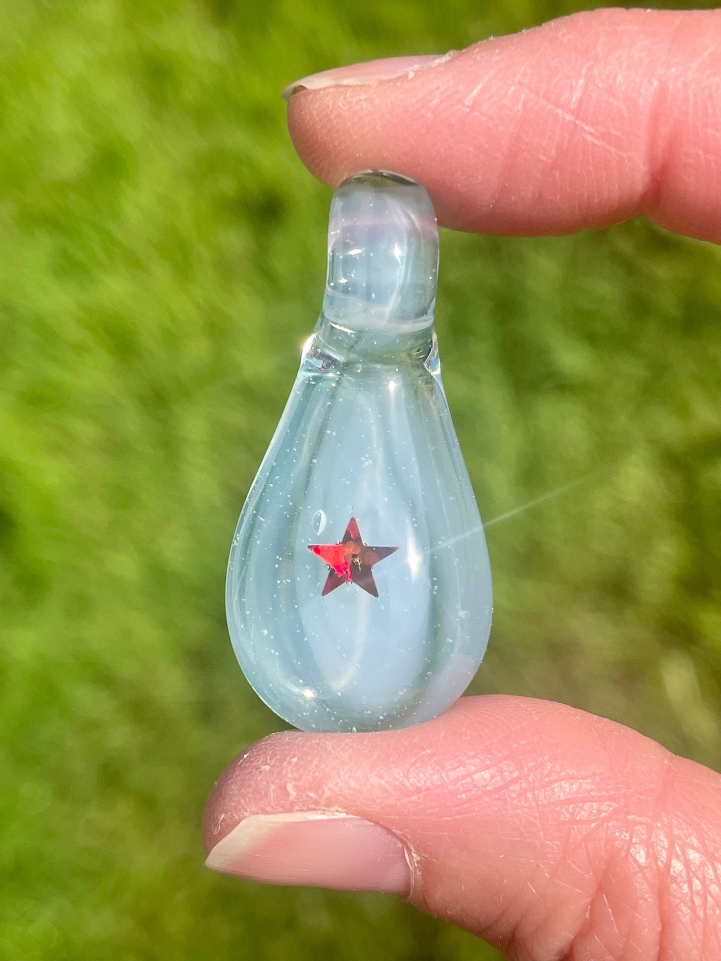 Glass Blown Star Opal Pendant, Enchanting Gray Opal Necklace, October Birthstone, Unique Birthday Gift, Star Necklace, Gift for Graduate