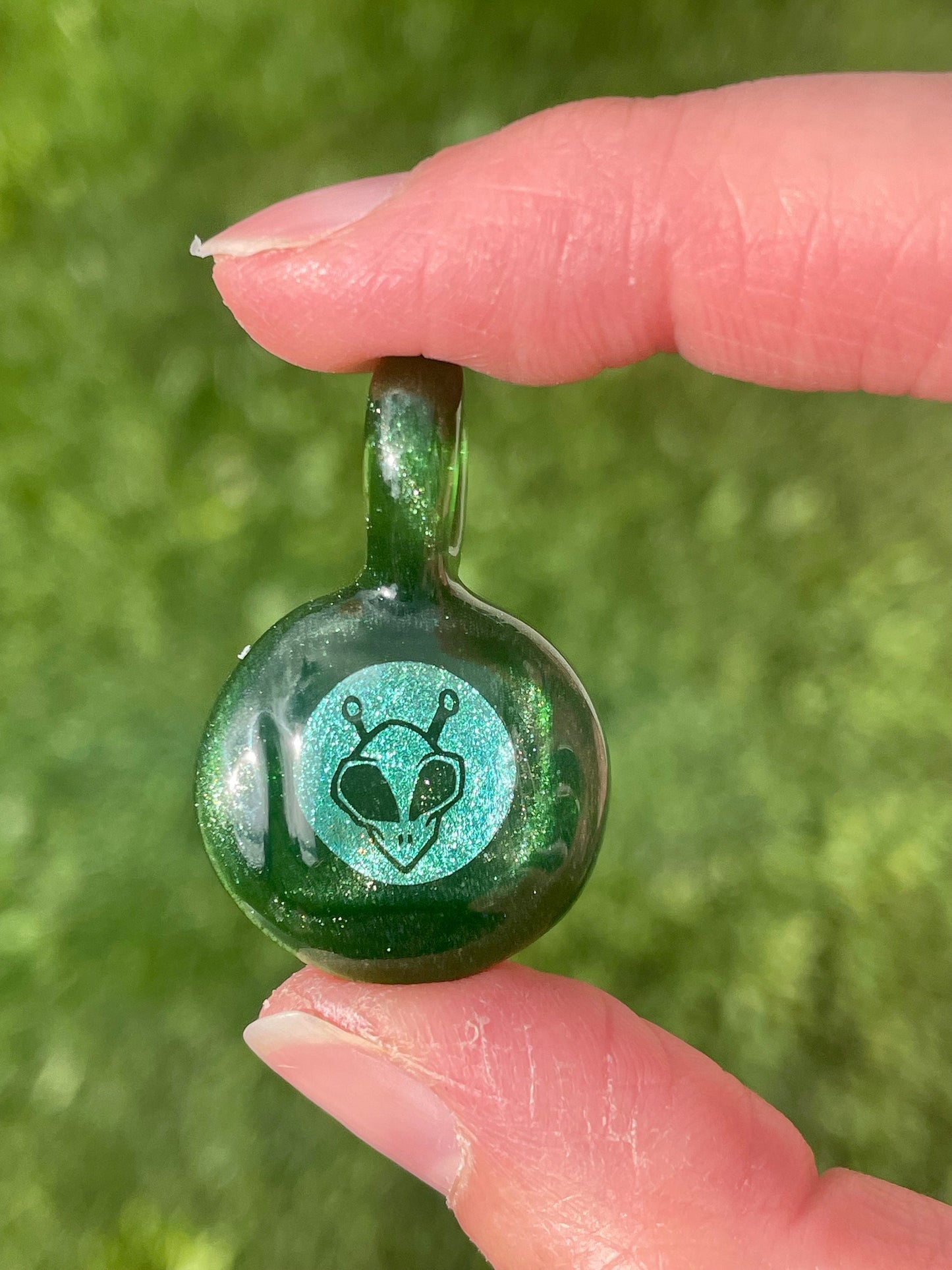 Unique Alien Necklace, Small Glass Pendant, Alien Jewelry, Boro Glass Jewelry, Green Alien Lover Birthday Gift Ideas, Extraterrestrial Gift