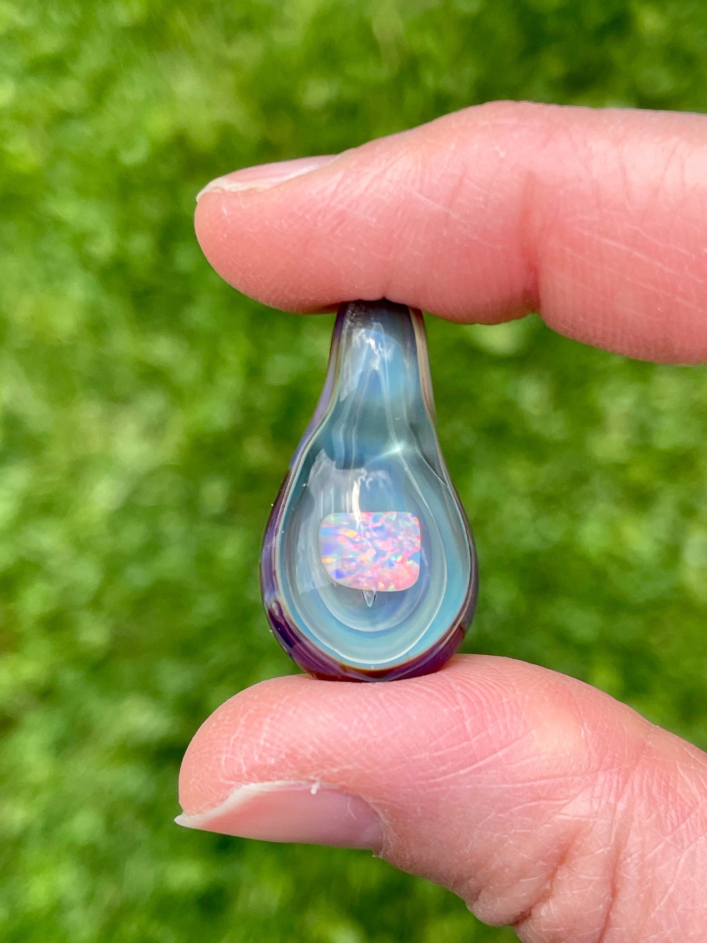 Glass Opal Pendant, Small Glass Pendant, Handmade Glass Necklace, Unique Birthday Gift Idea, Valentines Day Gift, Mothers Day Gift for her