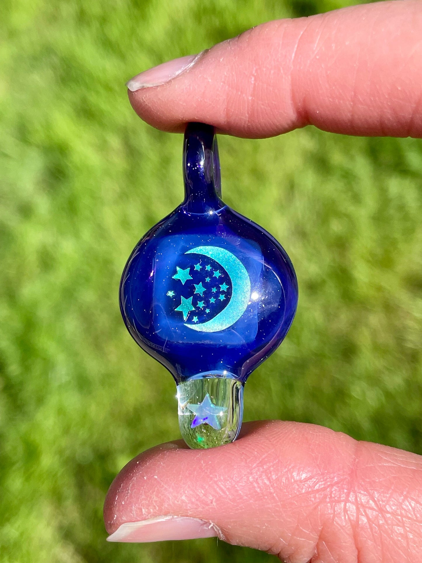 Moon and Stars Pendant Necklace, Celestial Jewelry, Blown Glass Opal Necklace, Gift for teen, best friend, stepdaughter, Valentines Day Gift