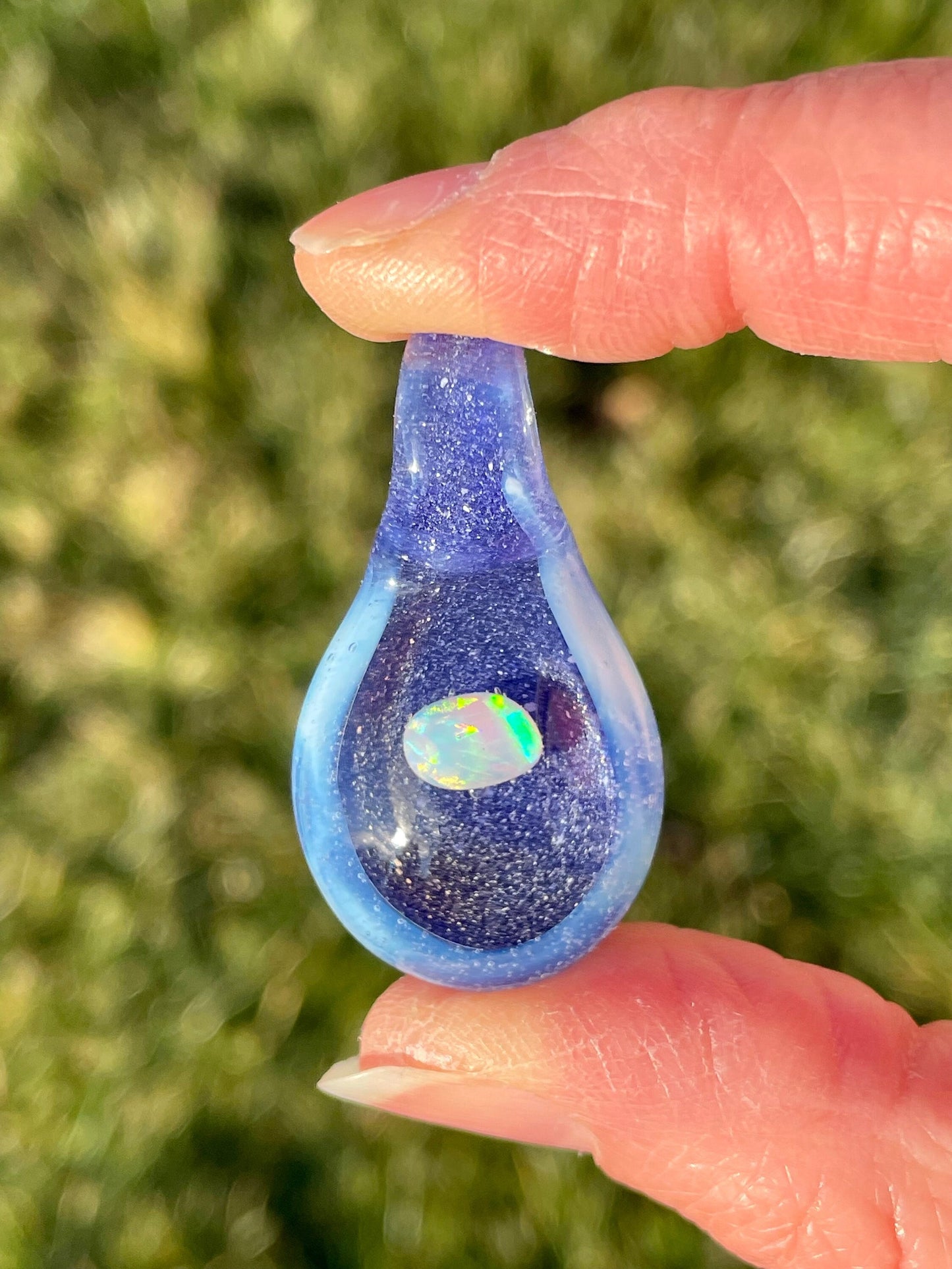 Enchanting White Opal Necklace, Handmade Artisan Jewelry, Beautiful Glass Opal Pendant Necklace, Mothers Day Gift, Valentines Day Gift