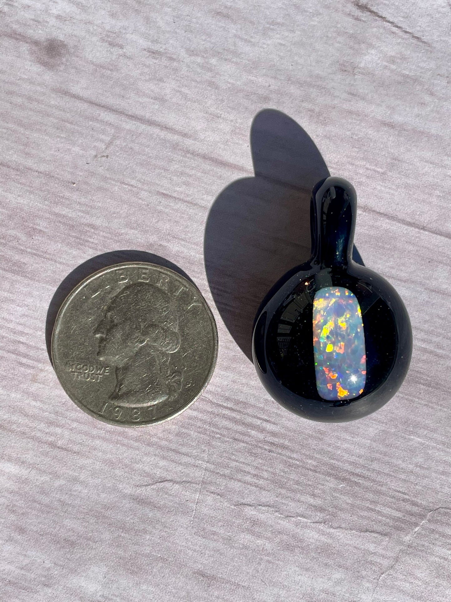 Glass Opal Pendant, Black Glass Pendant, Lampwork Focal Bead, Opal Galaxy Necklace, Unique Gift Ideas, Birthday Gift, Valentines Day Gift