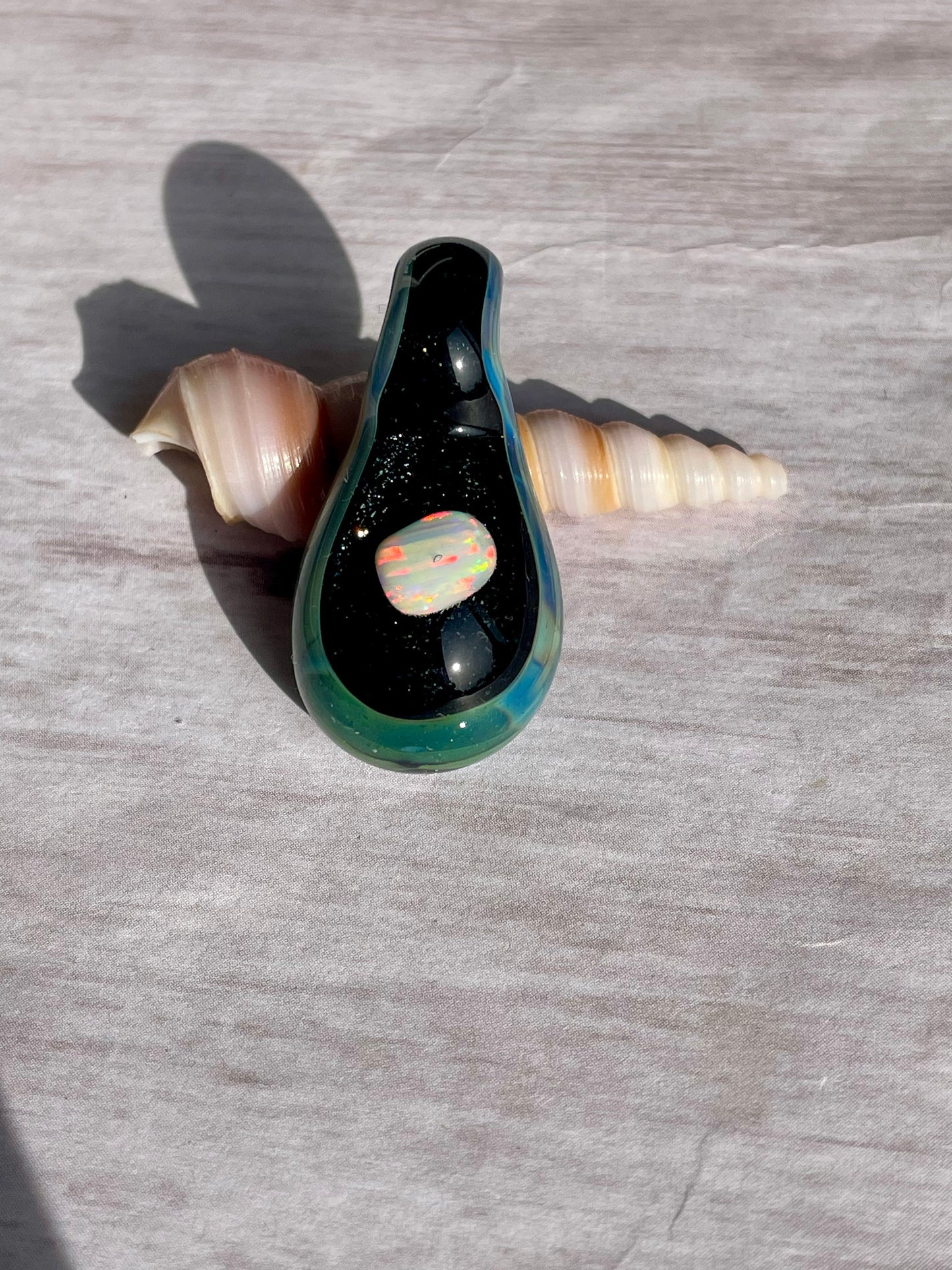 Small Glass Pendant, Glass Opal Pendant, Lampwork Focal Bead, Opal Necklace, Valentines Gift, Unique October Birthday Gift, Mystical Jewelry