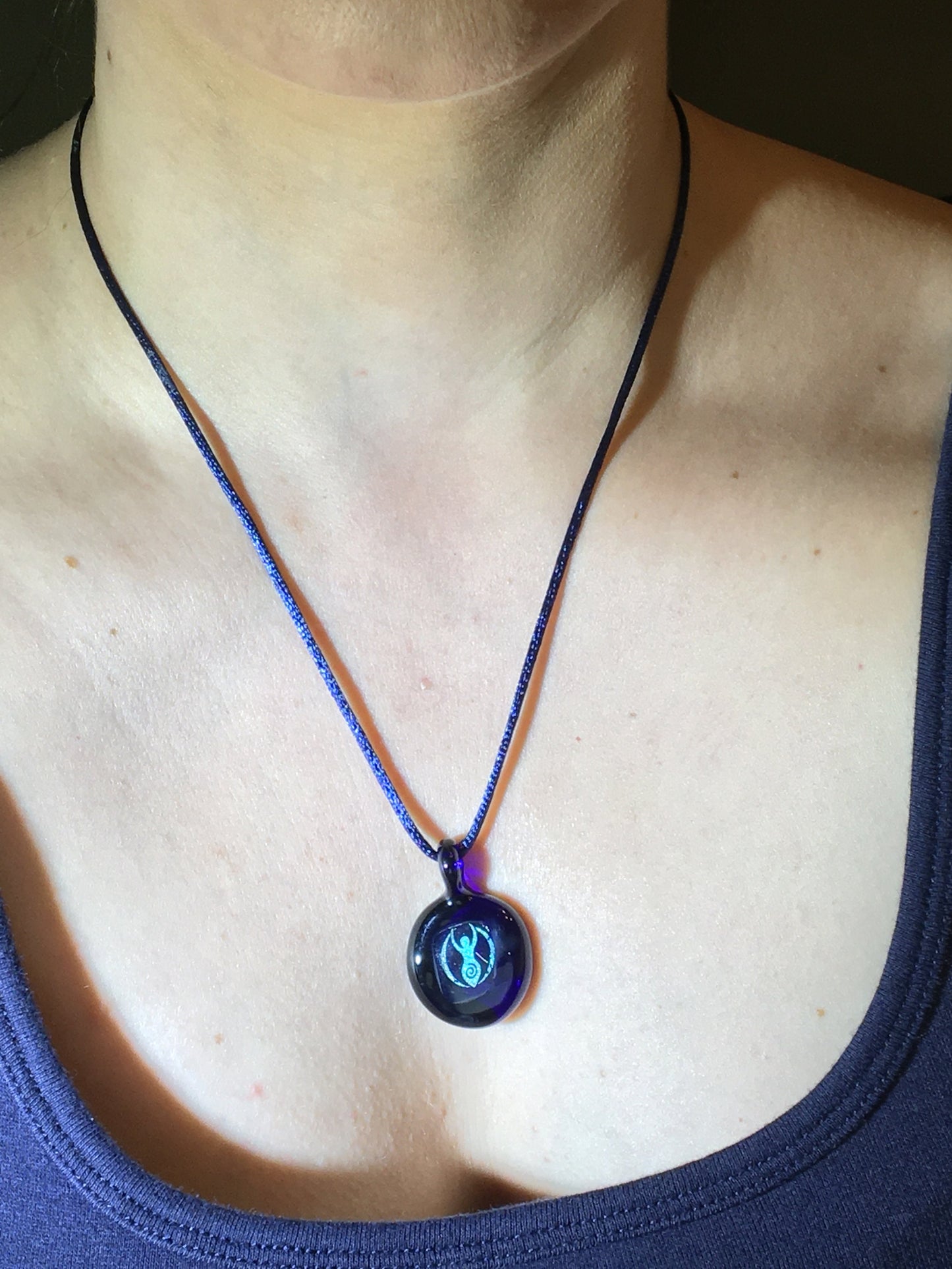 Empowered Goddess Necklace, Feminine Necklace for her, Blown Glass Dichroic Pendant, Birthday gift for sister, Fertility Pendant, Aphrodite
