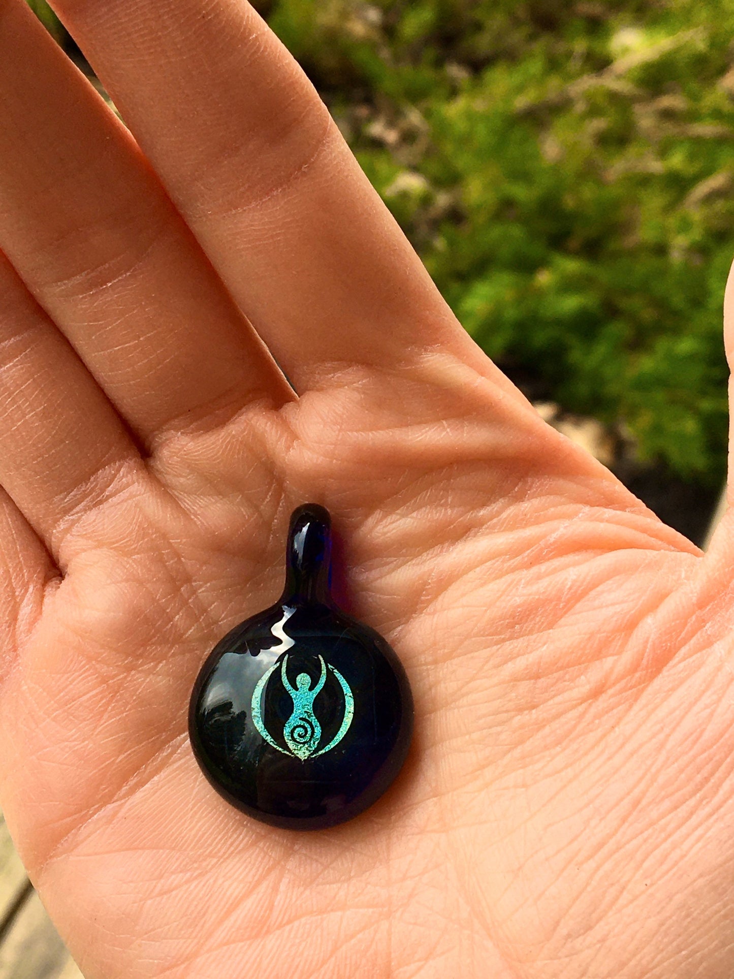Empowered Goddess Necklace, Feminine Necklace for her, Blown Glass Dichroic Pendant, Birthday gift for sister, Fertility Pendant, Aphrodite