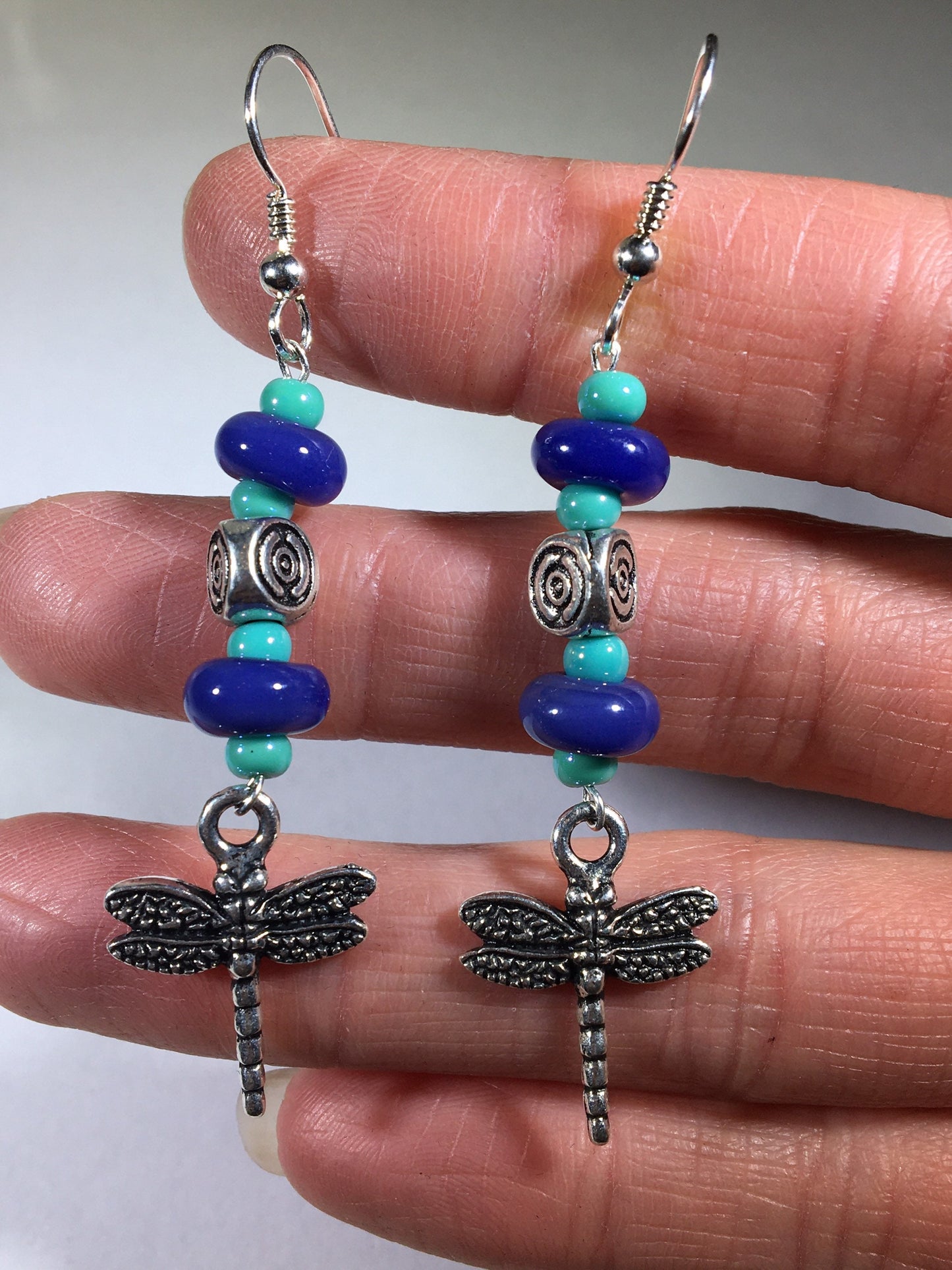 Dragonfly Earrings, Sterling Silver boho earrings, dangle earrings, sister birthday gift for her, dragonfly gifts, gifts for mom, blue gifts