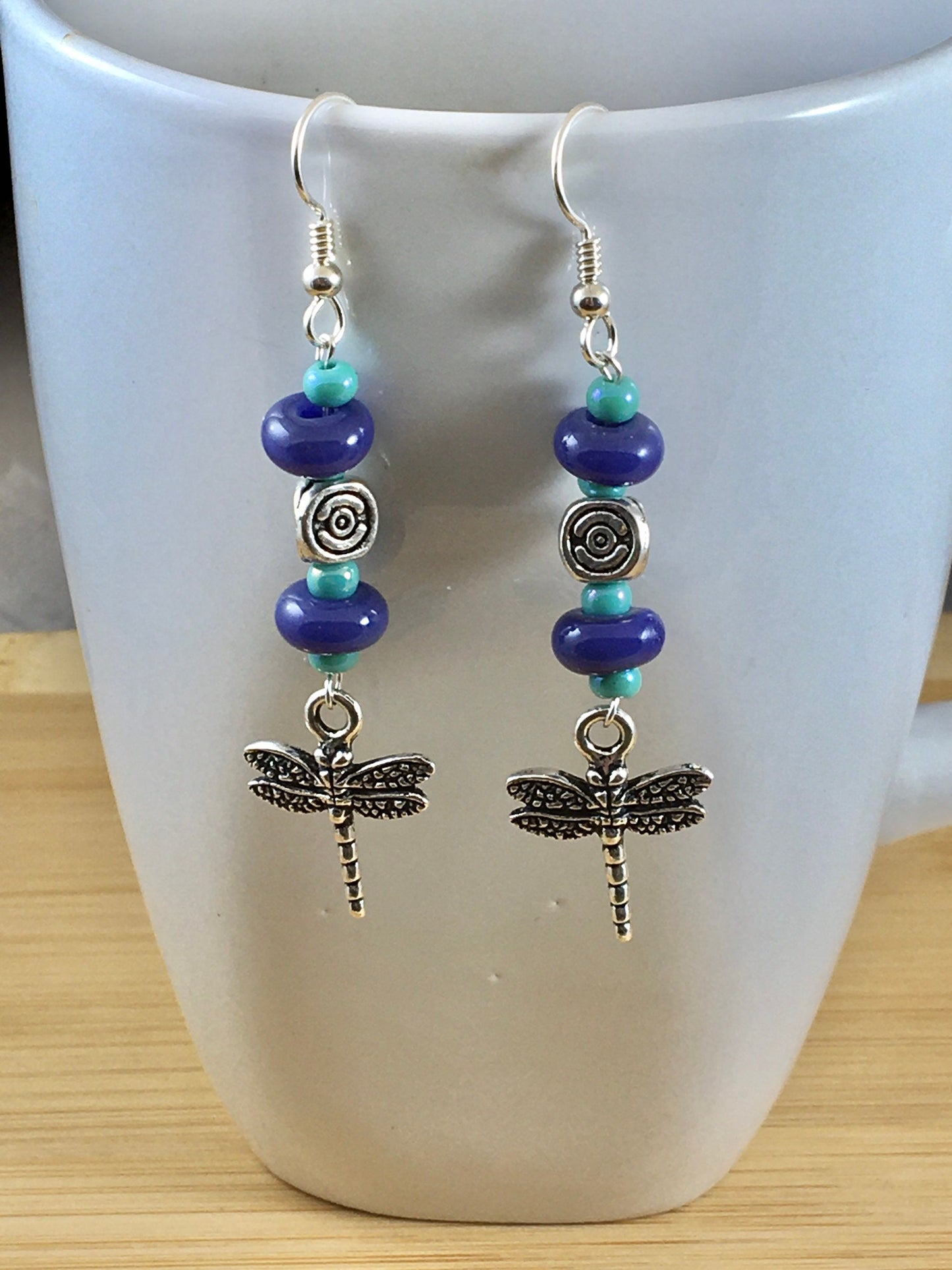 Dragonfly Earrings, Sterling Silver boho earrings, dangle earrings, sister birthday gift for her, dragonfly gifts, gifts for mom, blue gifts
