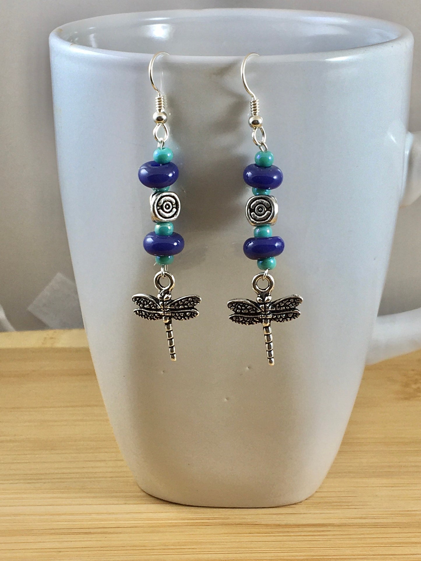 Dragonfly Earrings, Sterling Silver boho earrings, dangle earrings, sister birthday gift for her, dragonfly gifts, gifts for mom, blue gifts