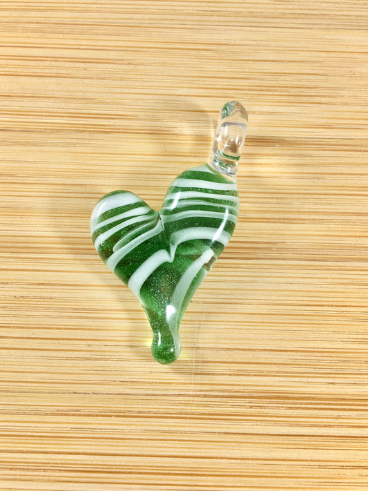 Green Heart Necklace for Women, Heart Jewelry, Gift for girlfriend or wife, Glass Heart Pendant, Valentines Day Gift, candy cane necklace
