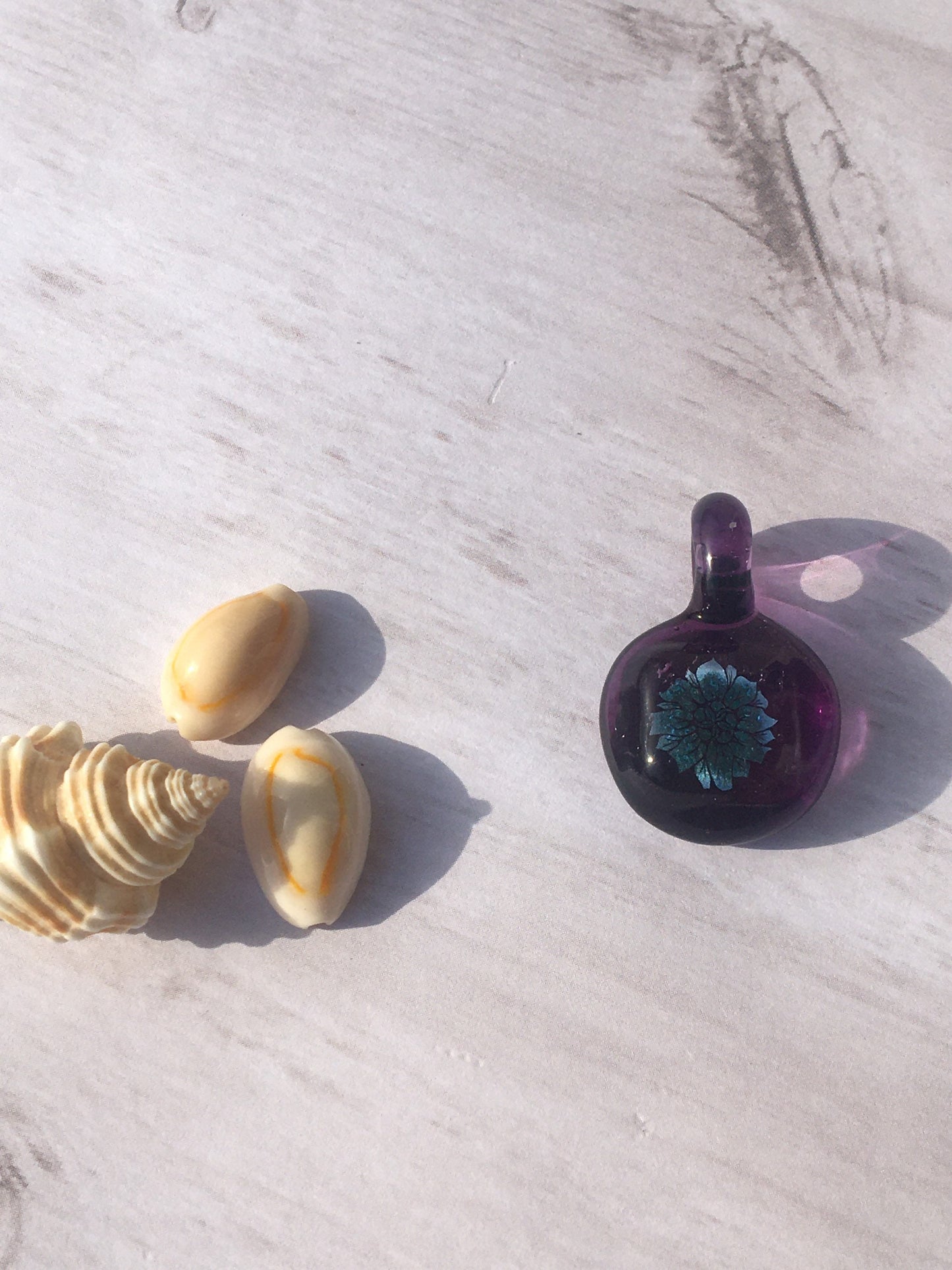Sunflower pendant necklace gift for women, purple blown glass necklace, dichroic pendant, unique gift for birthday, girlfriend gift for her