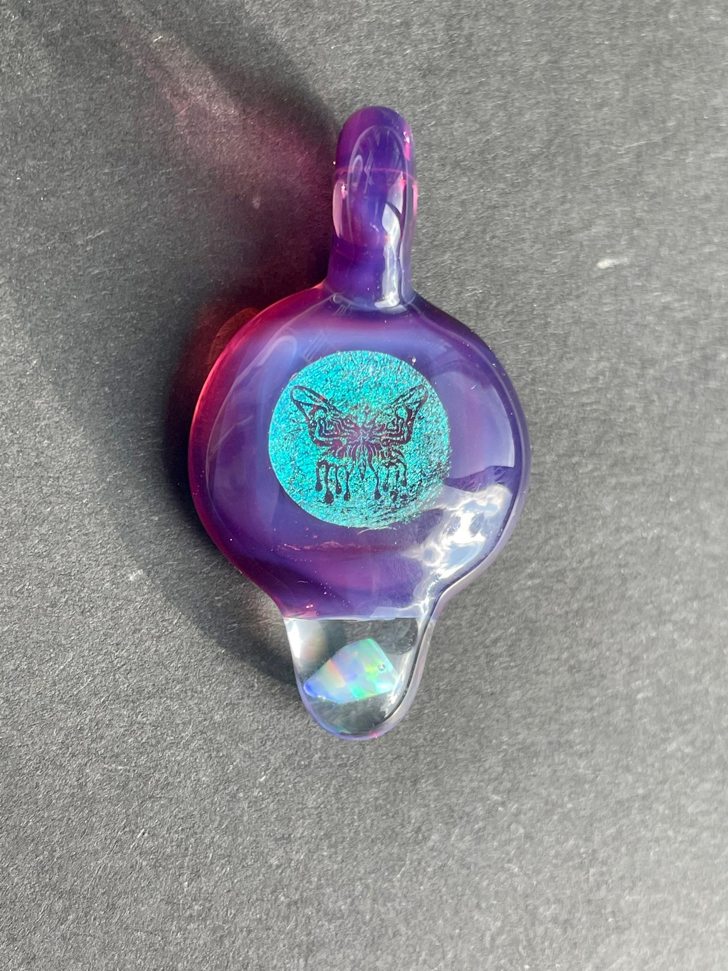 Purple Butterfly Necklace for Daughter - Butterfly Charm for Women - Small Glass Opal Pendant - Birthday Gift for Sister - Lampwork Bead