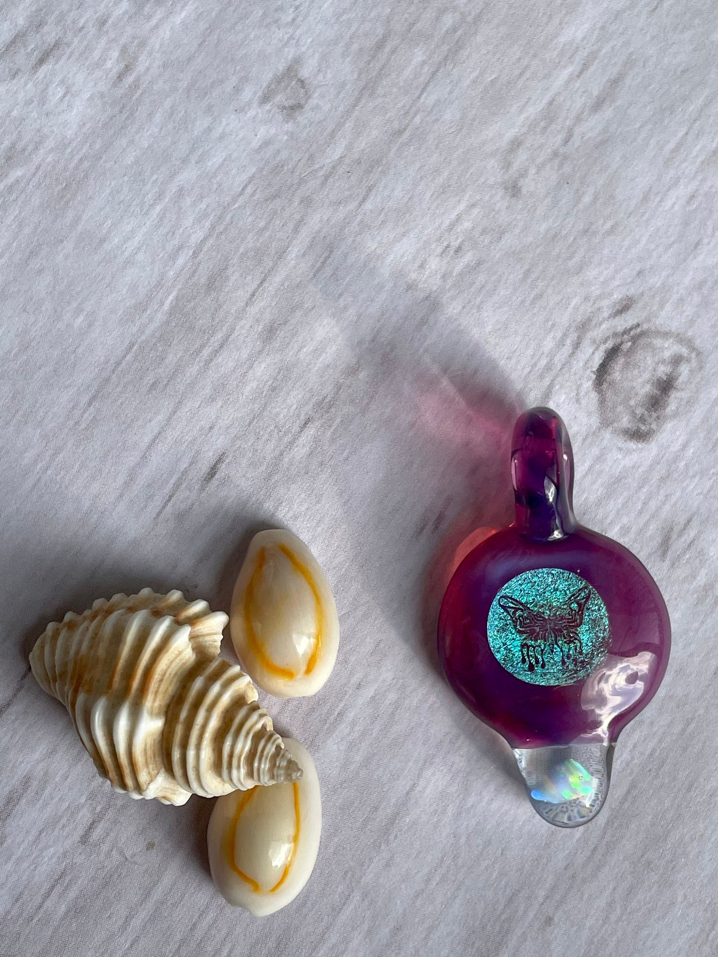 Purple Butterfly Necklace for Daughter - Butterfly Charm for Women - Small Glass Opal Pendant - Birthday Gift for Sister - Lampwork Bead