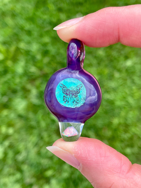 Purple Butterfly Necklace for Daughter - Butterfly Charm for Women - Small Glass Opal Pendant - Birthday Gift for Sister - Lampwork Bead