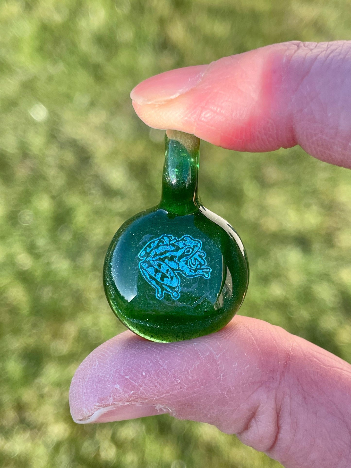 Blown Glass Pendant Necklace, Tree Frog Jewelry, Glass Frog Gift for him, birthday gift for son, Green Jewelry, Frog Gift ideas for brother